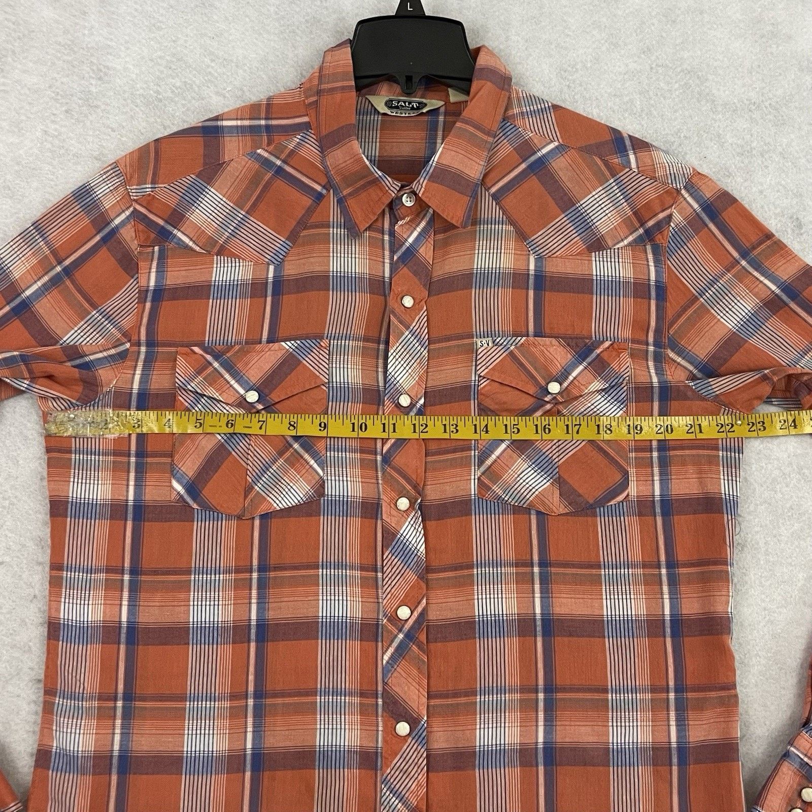 Salt Valley Salt Valley Western Shirt Mens XL Orange Plaid Pearl Snap Size US XL / EU 56 / 4 - 4 Thumbnail