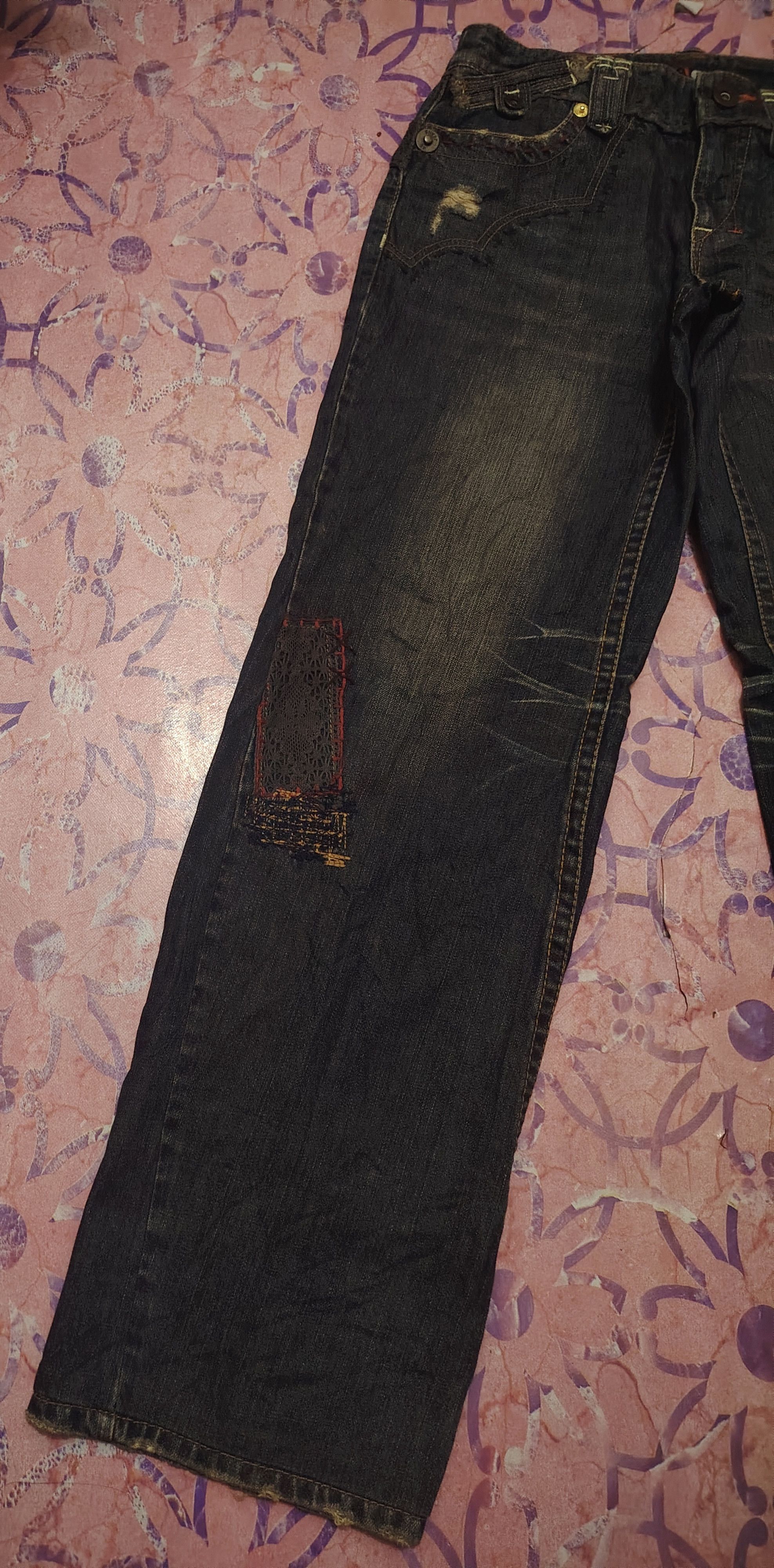 14th Addiction Japanese A6 Jeans Bandana Patchwork design Distressed jeans Size US 30 / EU 46 - 4 Thumbnail