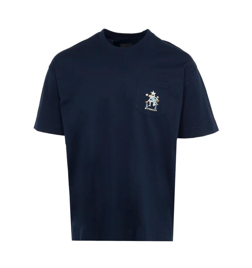 o1h1sh11224 Front Pocket T-Shirt in Medium Blue