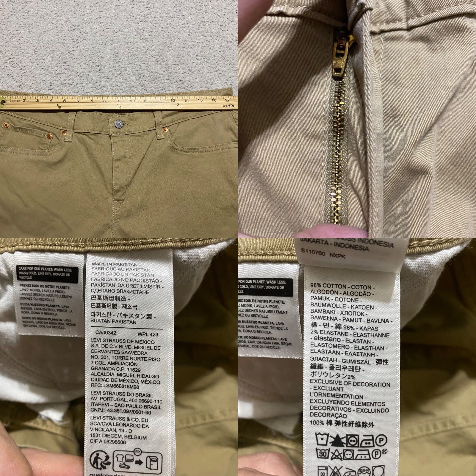 Levi's Levi's Jeans Beige Medium Wash Boyfriend High Rise Straight, Womens, Size 33, 5-Pocket Denim, Regular, Button Zip, Cotton Blend, Stretch Size 24" / US 00 / IT 34 - 8 Thumbnail
