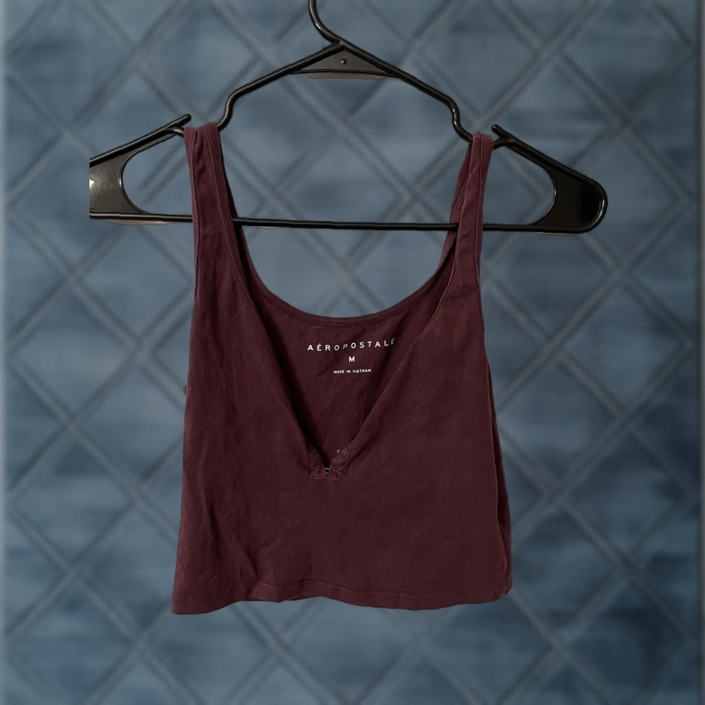Aeropostale AEROPOSTALE Women’s Medium Maroon Soft Cropped Tank Top Sleeveless Seamless Size M / US 6-8 / IT 42-44 - 1 Thumbnail