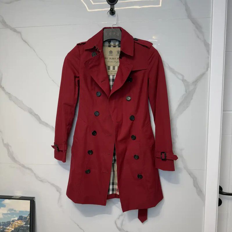 Burberry Burberry Women's Burgundy Mid-Length Trench Coat Size S / US 4 / IT 40 - 1 Thumbnail