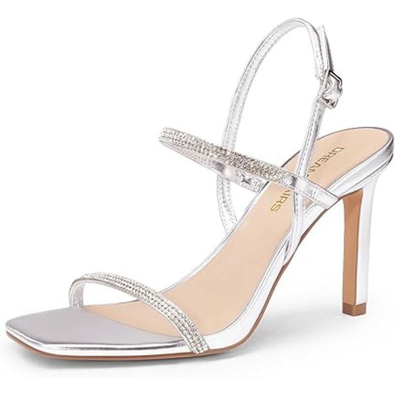 Other Dream Pairs Women's 9.5 Silver Rhinestone Open Toe Heels Size US 9.5 / IT 39.5 - 1 Thumbnail