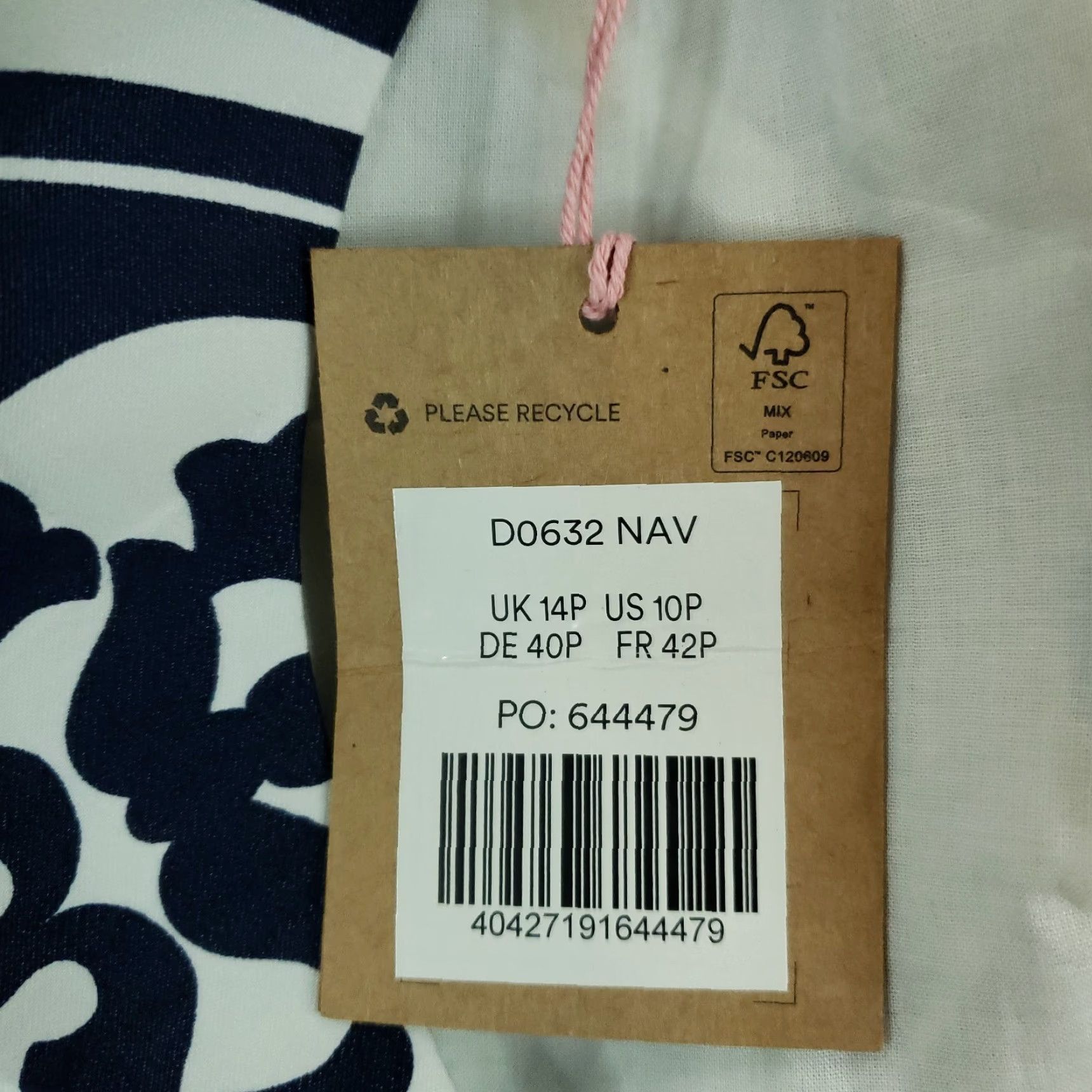 Boden Boden Dress Womens 10P Blue White Shift Sleeveless Printed Stretch Geometric Knee Length Zip Round Neck Professional Sheath Business 90s? Size L / US 10 / IT 46 - 6 Thumbnail