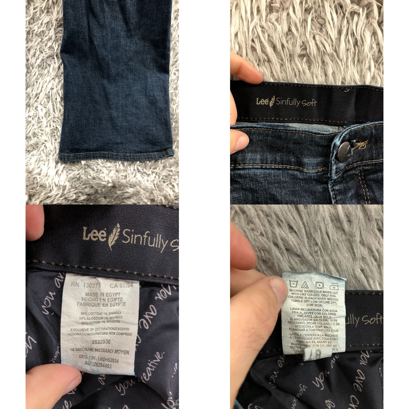 Lee Lee Jeans Bootcut Womens Size 18 31in Inseam Dark Wash Blue Stretch Regular Waist 36in Lee Sinfully Soft Size 40" / US 18 - 8 Thumbnail