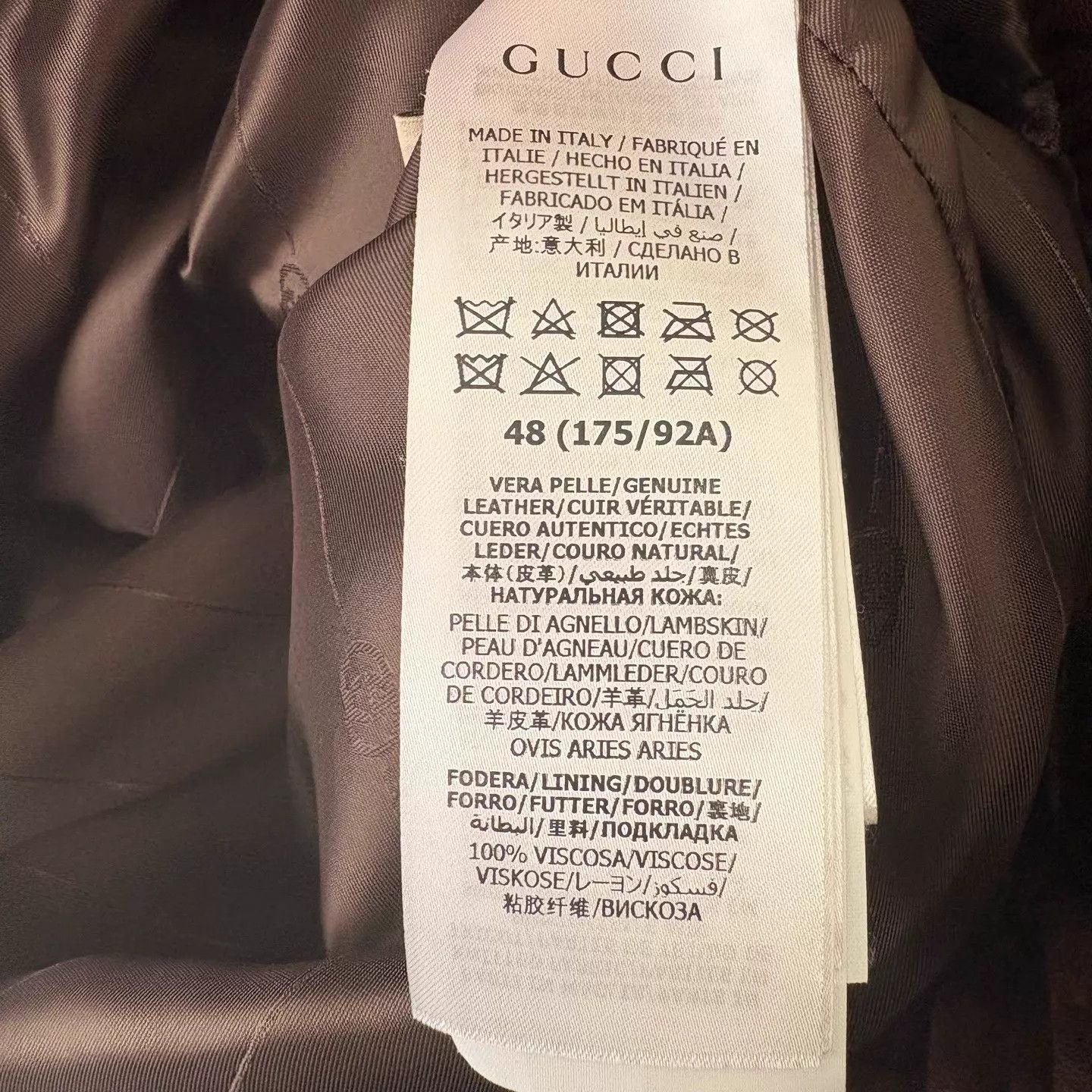 Gucci GUCCI Lambskin Stand-Collar Brown Jacket 48 Size US M / EU 48-50 / 2 - 4 Thumbnail