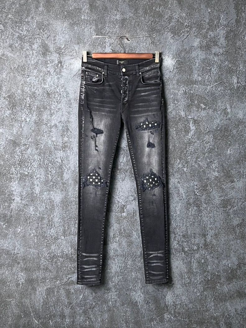 Amiri Amiri black and gray holey jeans Size US 30 / EU 46 - 1 Thumbnail