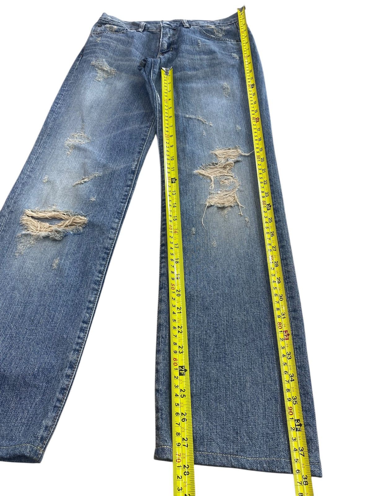 Japanese Brand Blue Way Brand Whiskers Faded Wash Style Distressed Jeans Size US 27 - 8 Thumbnail