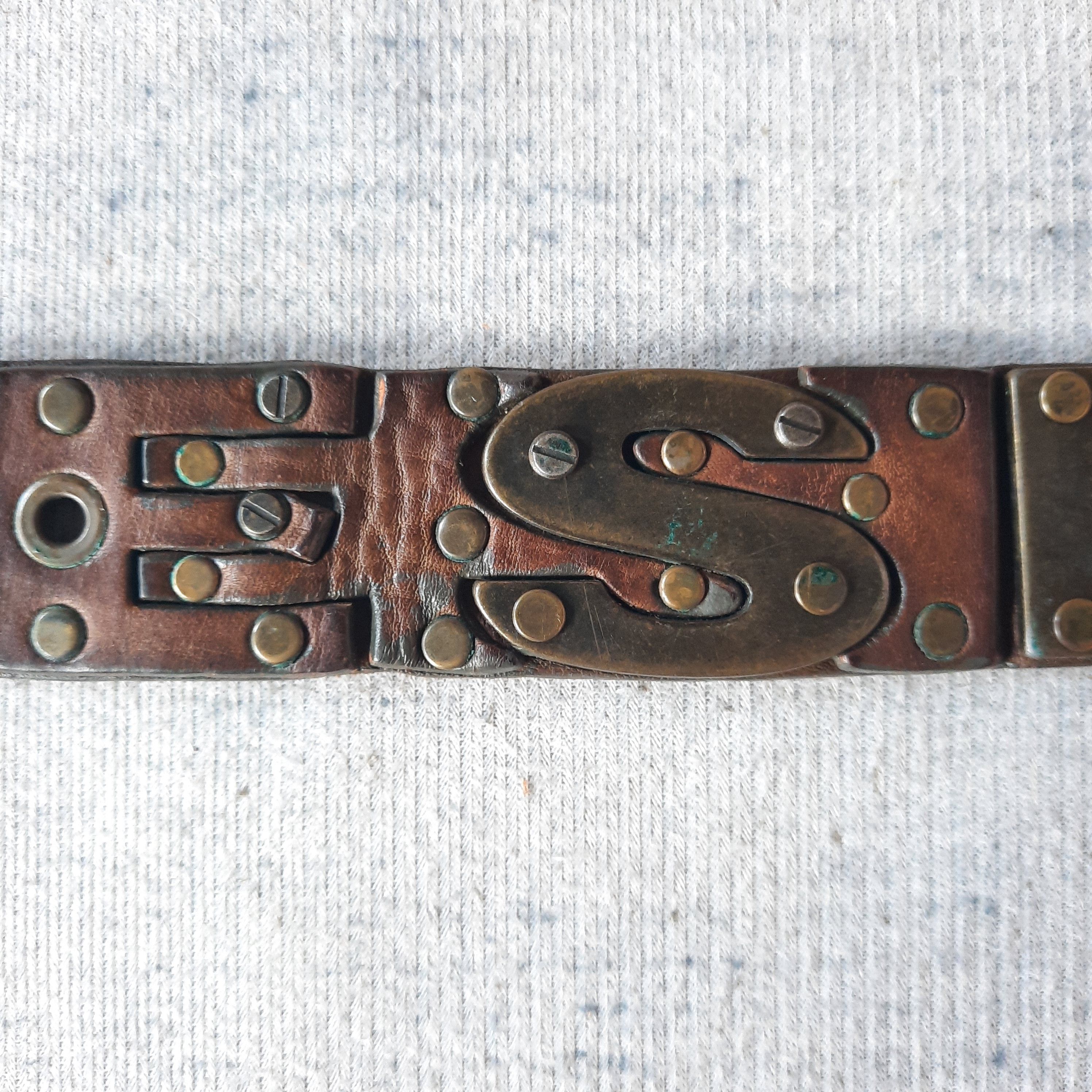 Vintage 💥 Vintage diesel solid brass spellout punk leather belt Size ONE SIZE - 5 Thumbnail