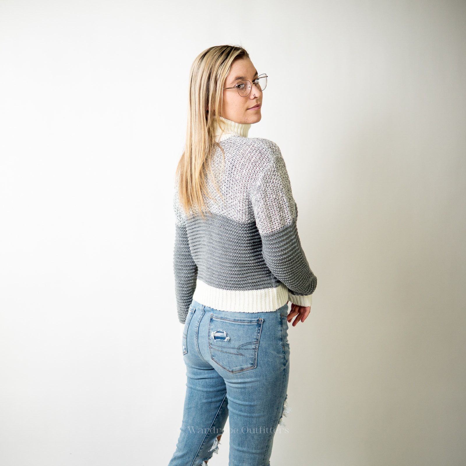 Designer Crochet Knit 2 Tone Sweater Size S / US 4 / IT 40 - 4 Thumbnail