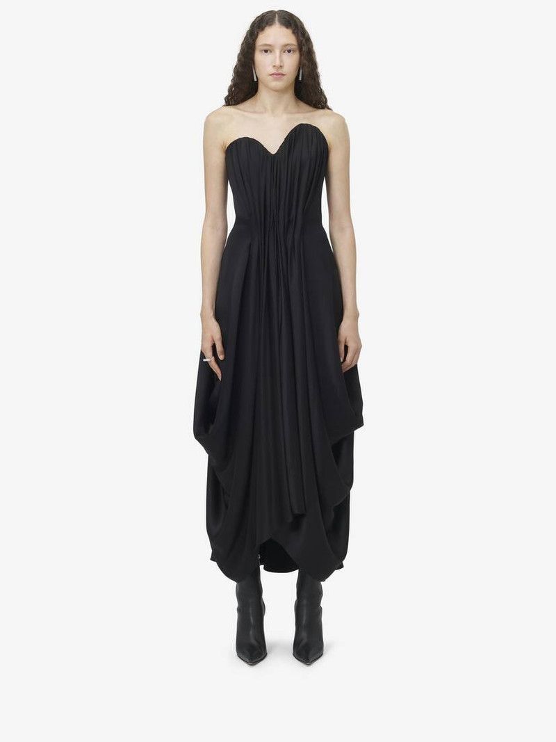 Alexander McQueen o1srvl11e0326 Draped Evening Dress in Black Size L / US 10 / IT 46 - 3 Thumbnail