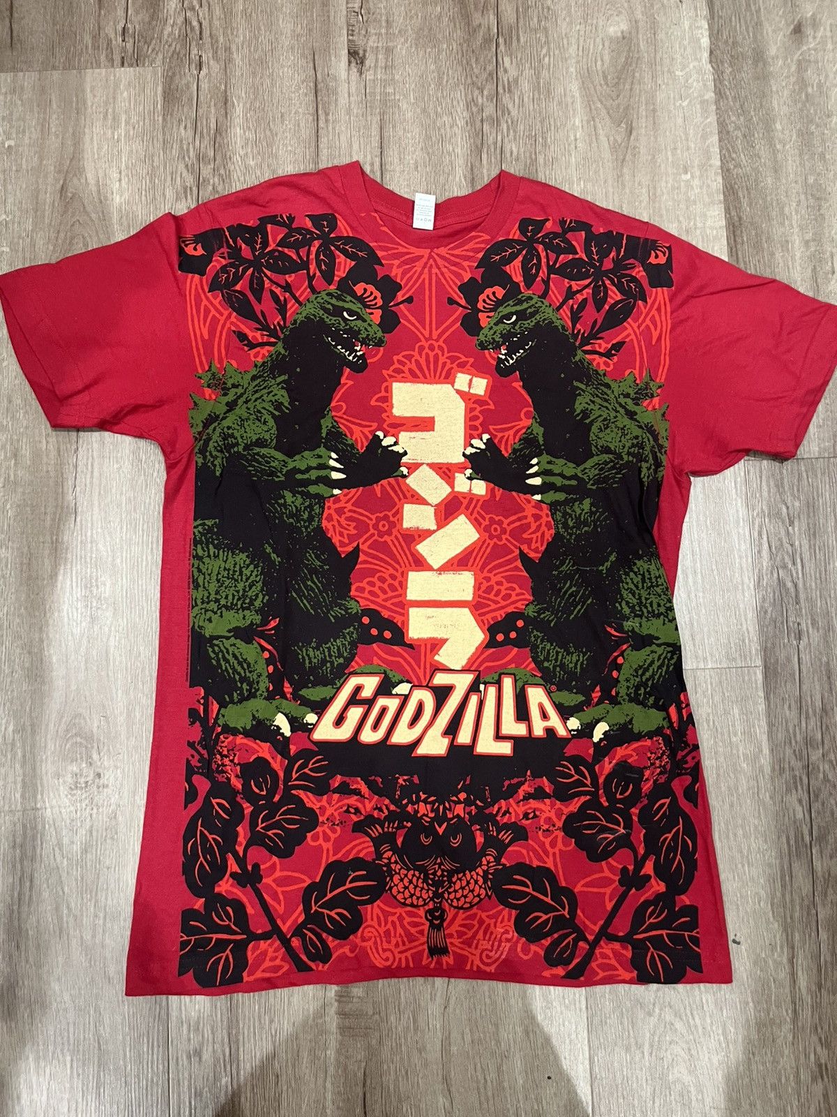Japanese Brand 2009 Vintage Godzilla Overall print Shirt Size US M / EU 48-50 / 2 - 1 Thumbnail