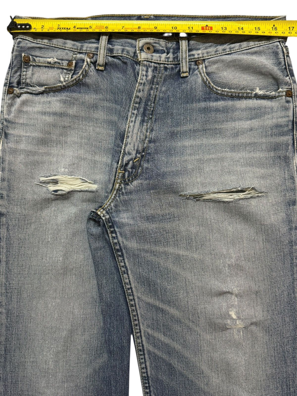 Levi's Vintage Levis 502 Blue Faded Wash Distressed Wide Leg Jeans Size US 33 - 9 Thumbnail