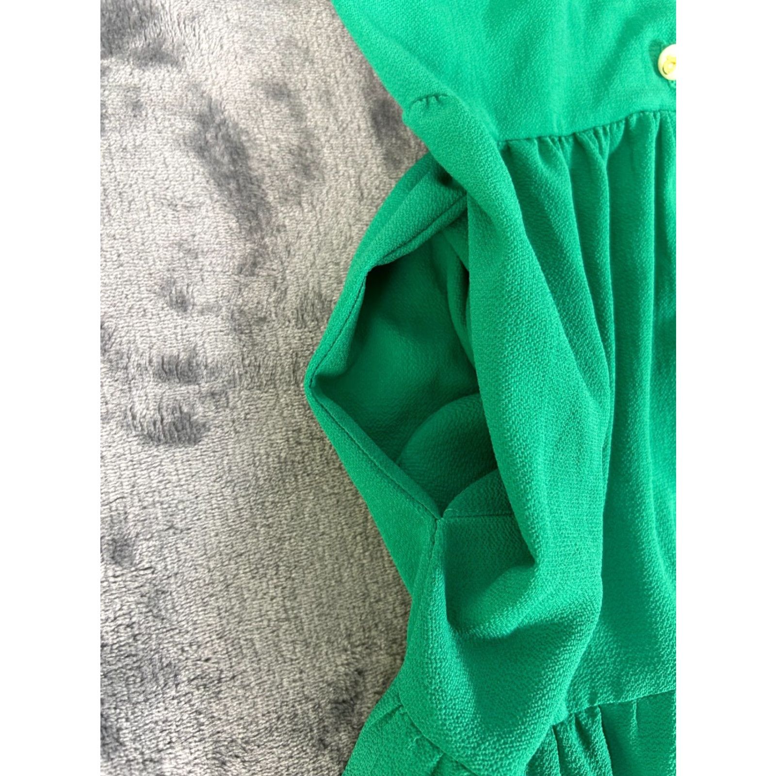 Vintage Monteau Los Angeles Green Tiered Short Sleeve Button Dress Women’s Medium Size 32" / US 10 / IT 46 - 4 Thumbnail