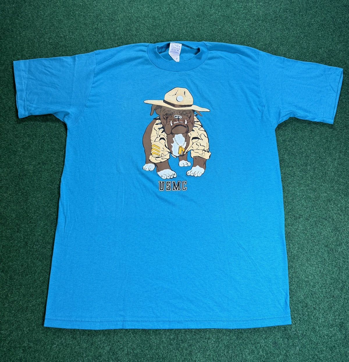 Jerzees × Vintage Vintage 80s 90s USMC Marines Bull Dog Double Sided T Shirt Size US L / EU 52-54 / 3 - 1 Thumbnail