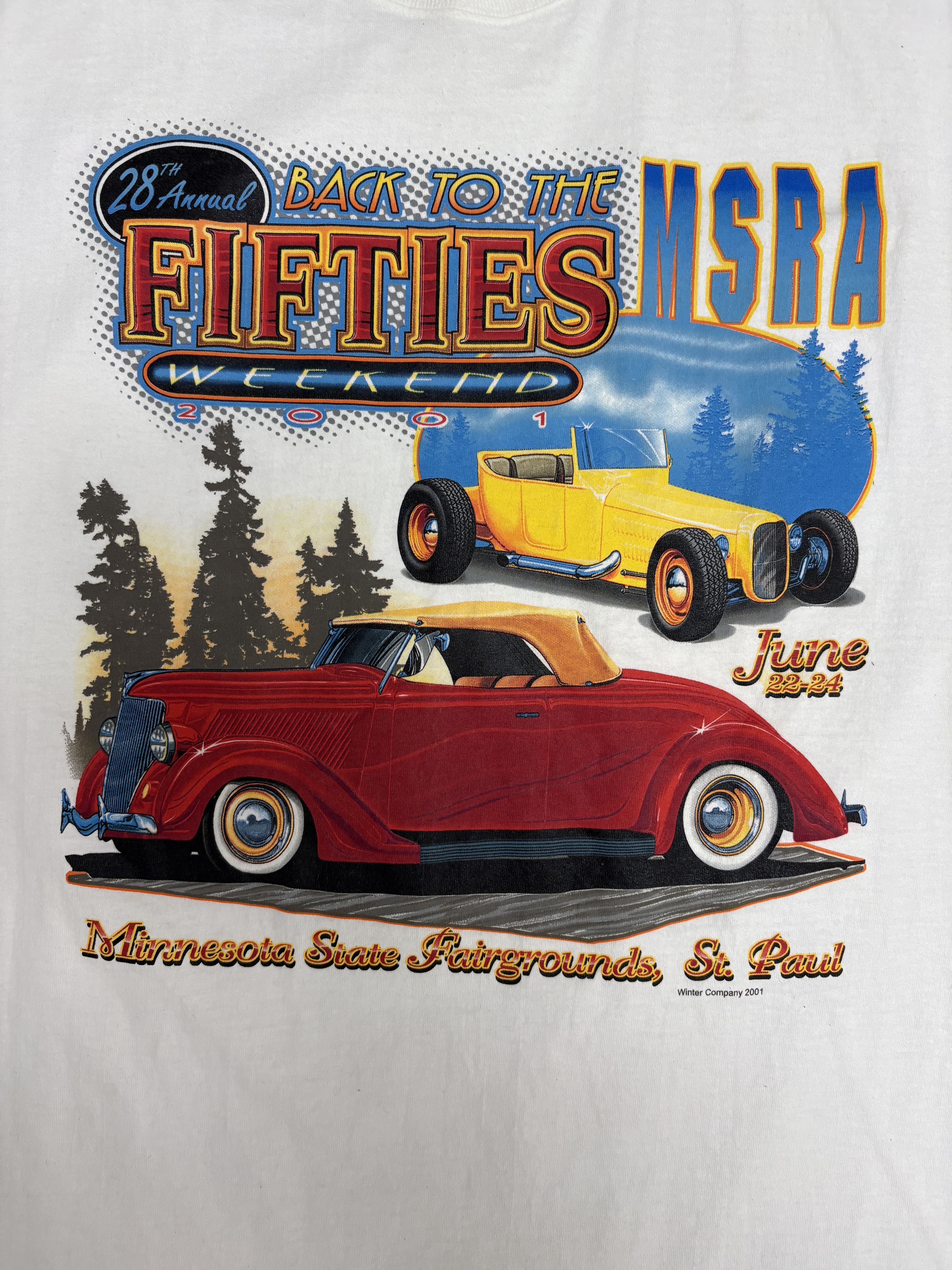 Vintage Back To The Fifties Weekend 2001 Vintage White T-Shirt Tee Size US XL / EU 56 / 4 - 2 Thumbnail