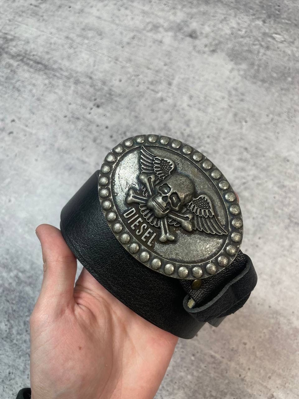 Diesel Vintage 90s Diesel Skull Leather Belt Y2K Size ONE SIZE - 2 Thumbnail
