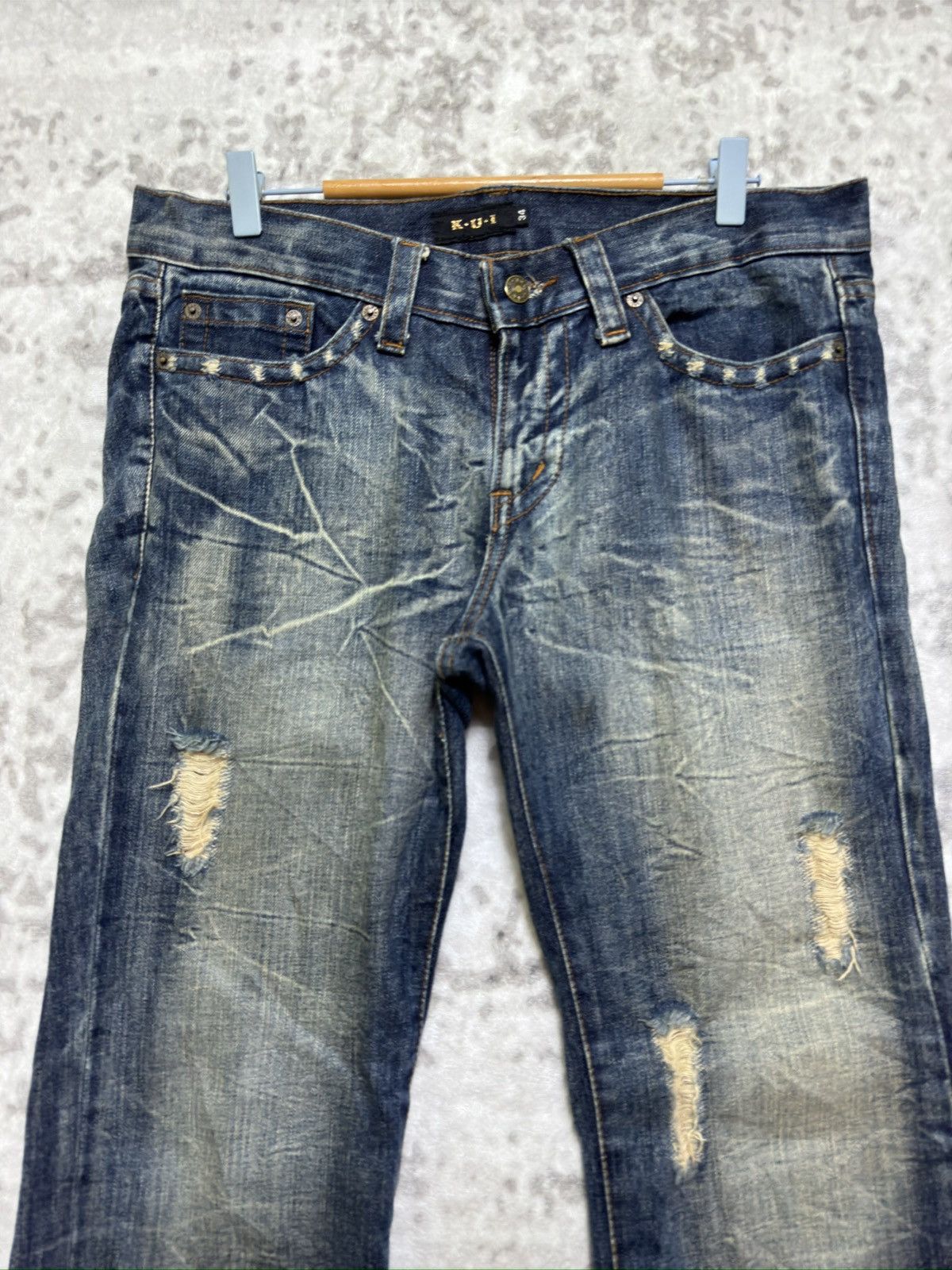 Hysteric Glamour K.U.I Japanese Distressed Flare Jeans Clawmark Archive Denim Size US 34 / EU 50 - 3 Thumbnail