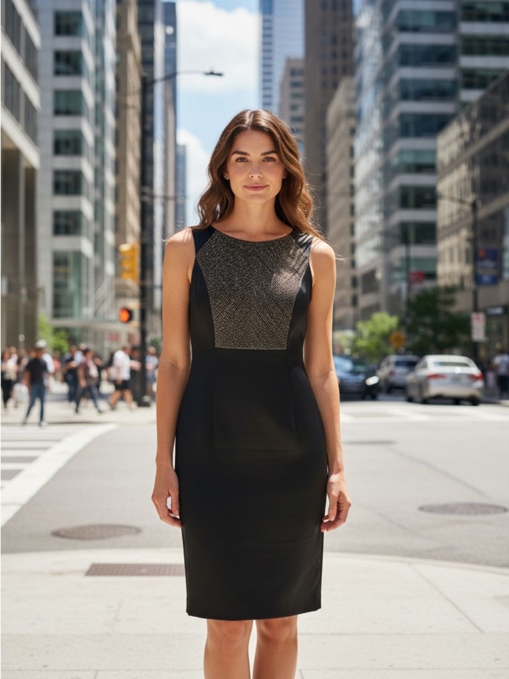 Other Connected Apparel Black Midi Dress With Metallic Front Pane Size XL / US 12-14 / IT 48-50 - 2 Thumbnail