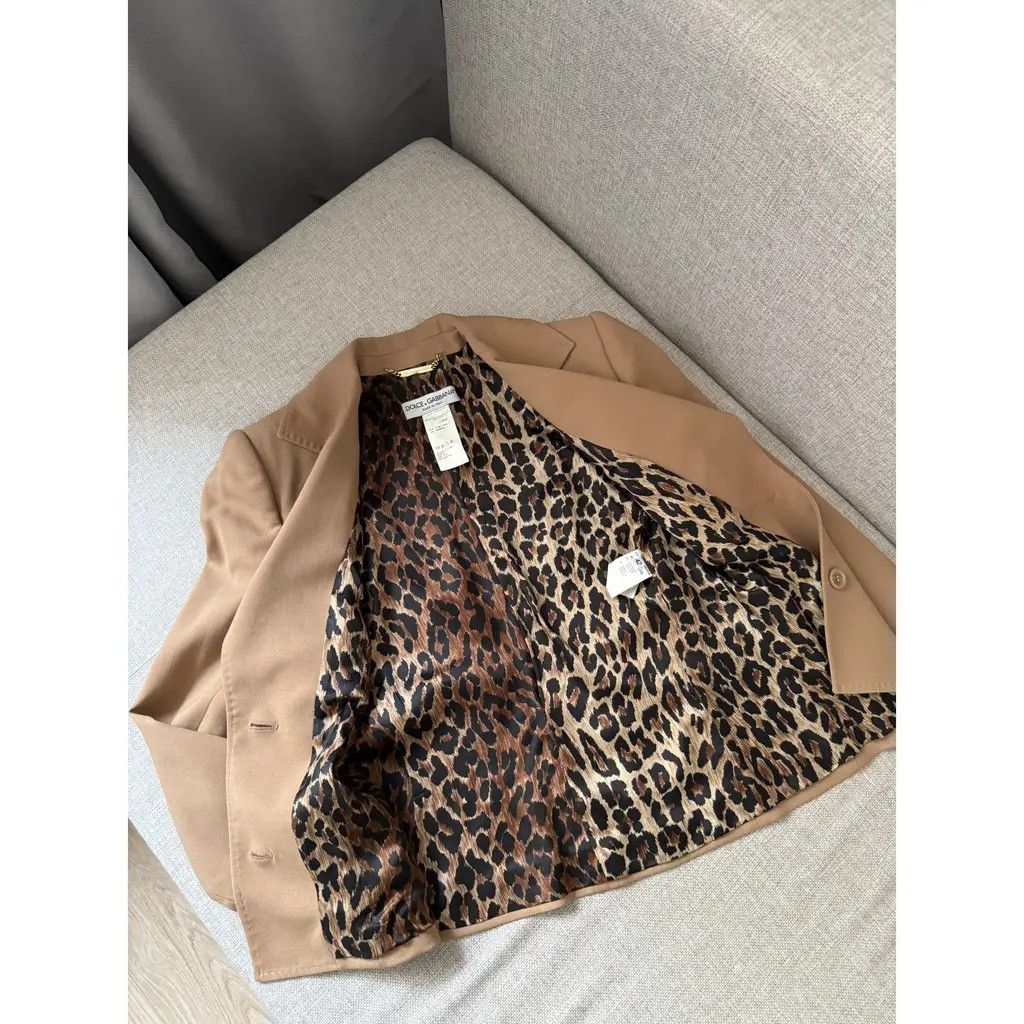 Dolce & Gabbana Dolce & Gabbana Camel Wool Blazer Leopard Print Size IT42 Size M / US 6-8 / IT 42-44 - 8 Thumbnail