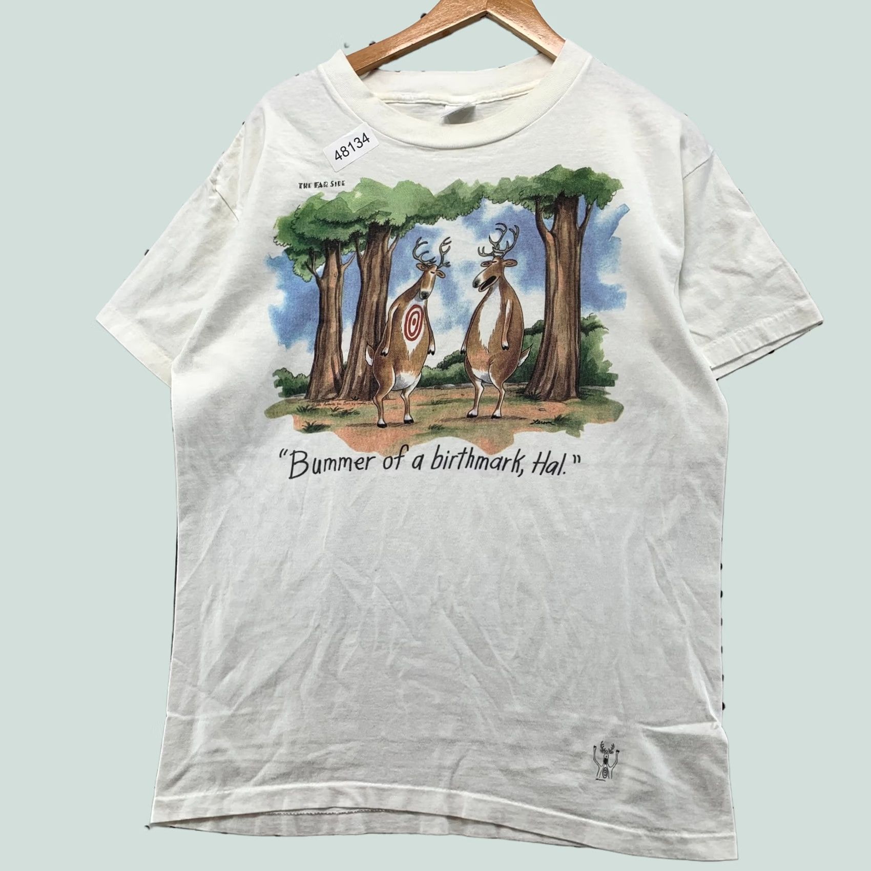 Vintage Vintage Far Side Hunting Funny T Shirt Mens Large White Single Stitch Outdoor Size US L / EU 52-54 / 3 - 1 Thumbnail