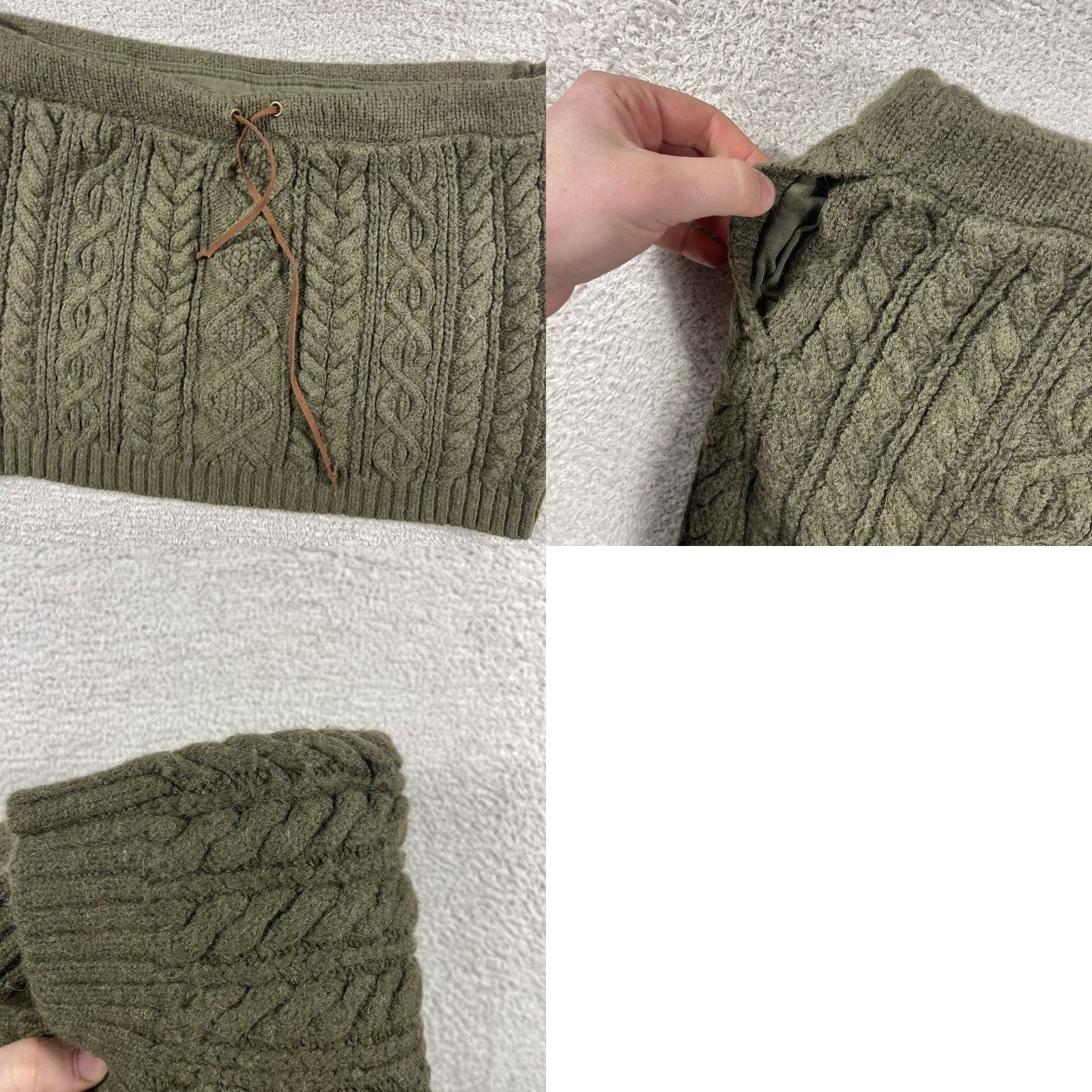 Ralph Lauren Polo Ralph Lauren Skirt Women's Large Green Wool Alpaca Blend Cable Knit Cottage Short Elastic Waist Size 36" / US 14 / IT 50 - 8 Thumbnail