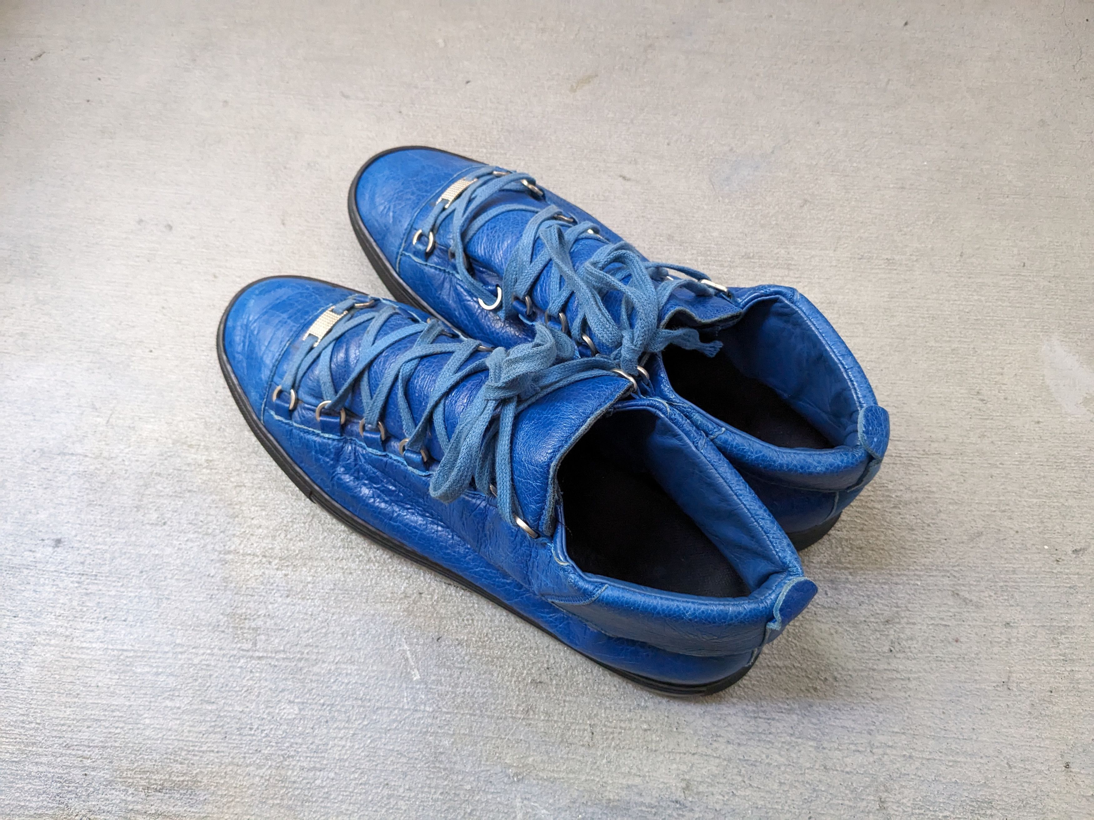 Balenciaga Balenciaga Arena Blue Black Leather 13 High Tops Lace Up Size US 13 / EU 46 - 11 Thumbnail