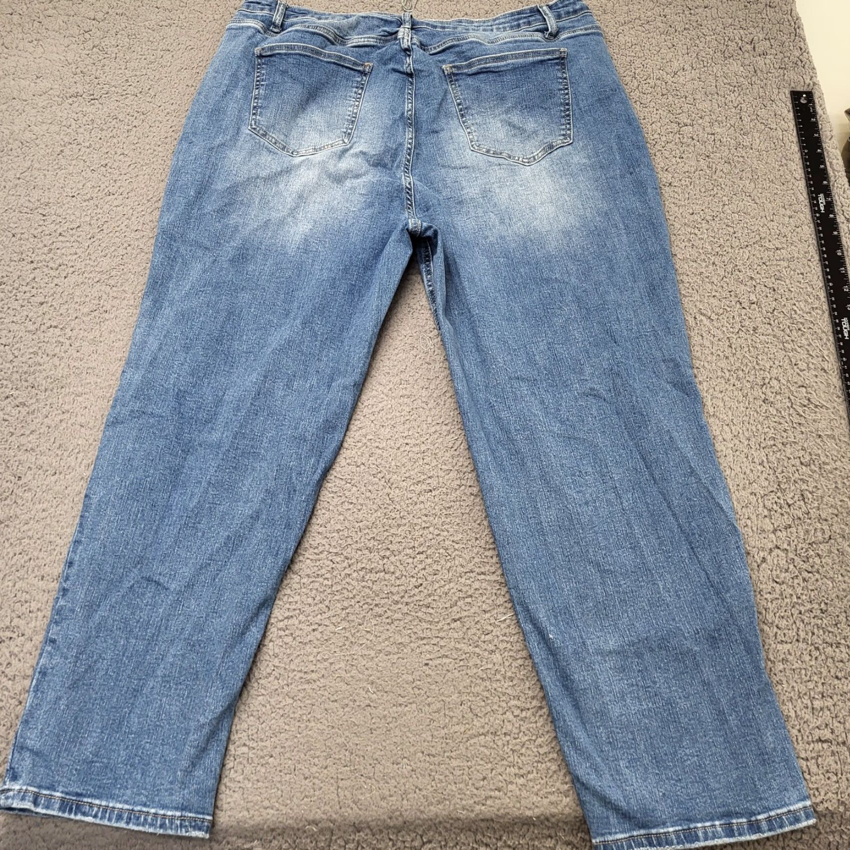 Fashion Nova VINTAGE? No. Fashion Nova Jeans Women's 3X Distressed Denim Boyfriend Jeans 37x28 Blue 5-Pocket Regular Inseam 28" Size 40" / US 18 - 4 Thumbnail