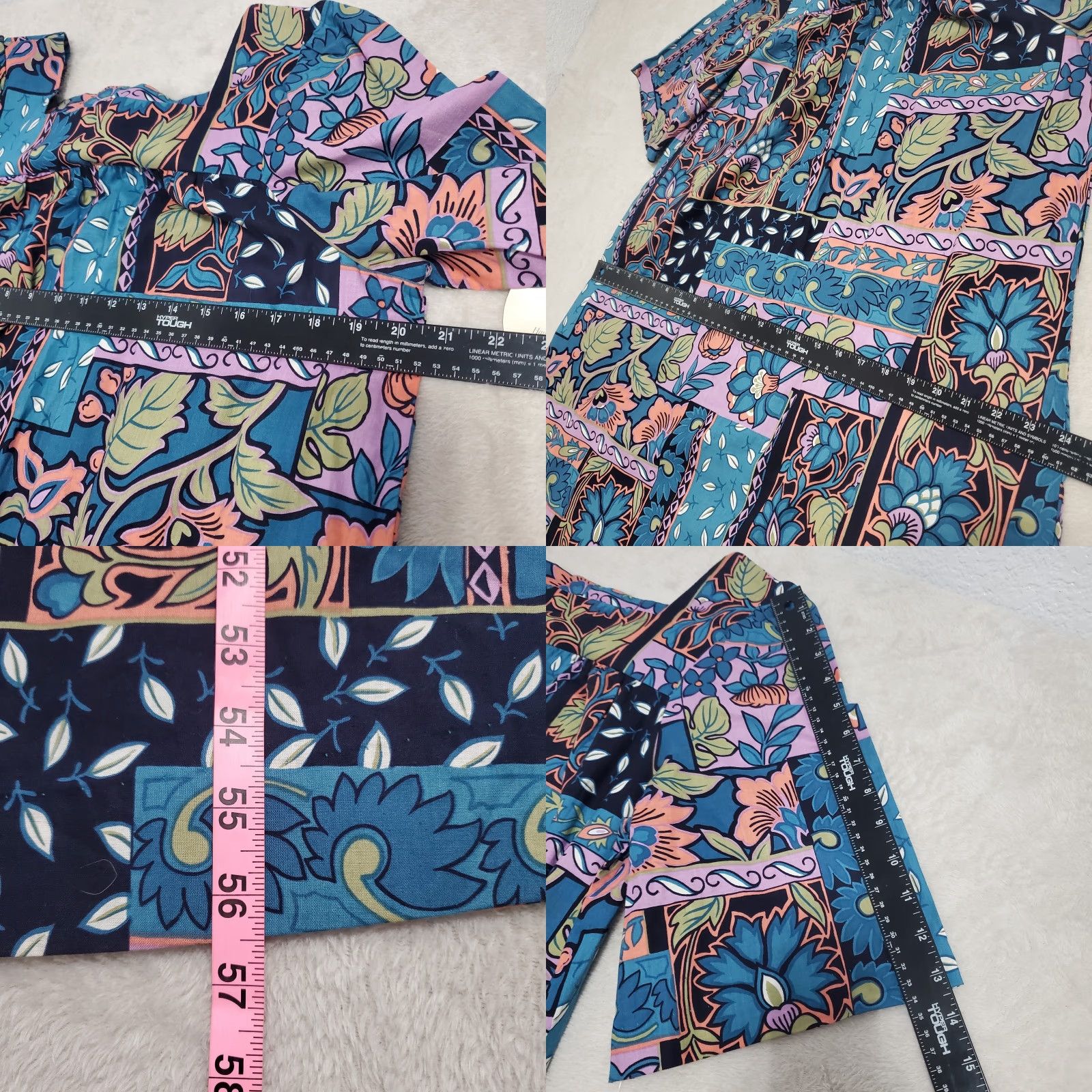 Hilo Hattie VINTAGE Hilo Hattie Maxi Dress Women M Blue Floral Short Sleeve Muumuu Cotton Kaftan Sundress Size 32" / US 10 / IT 46 - 8 Thumbnail