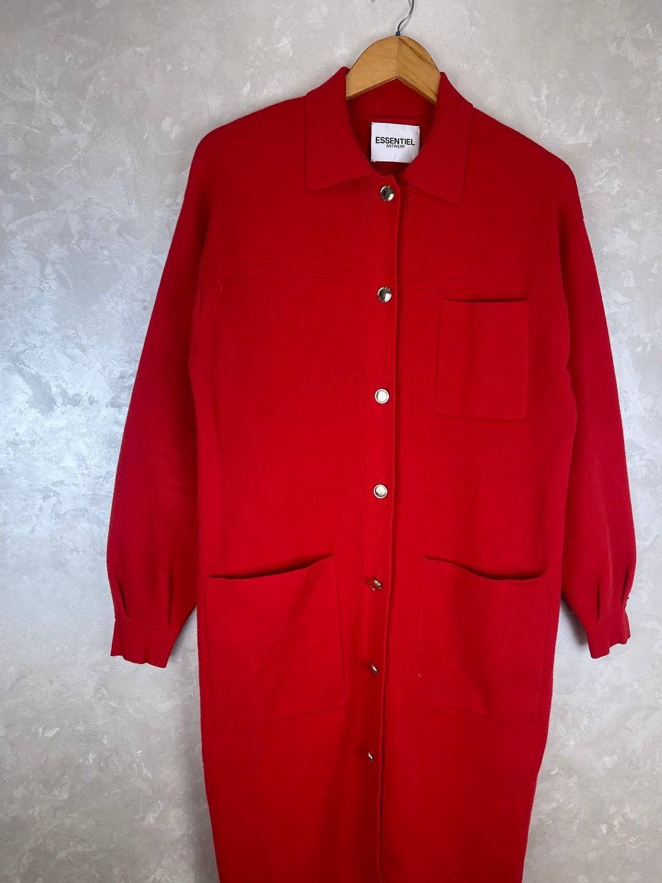 Essentiel Antwerp Essentiel Antwerp Red Knit Shirt Dress XS Wool Size XS / US 0-2 / IT 36-38 - 4 Thumbnail