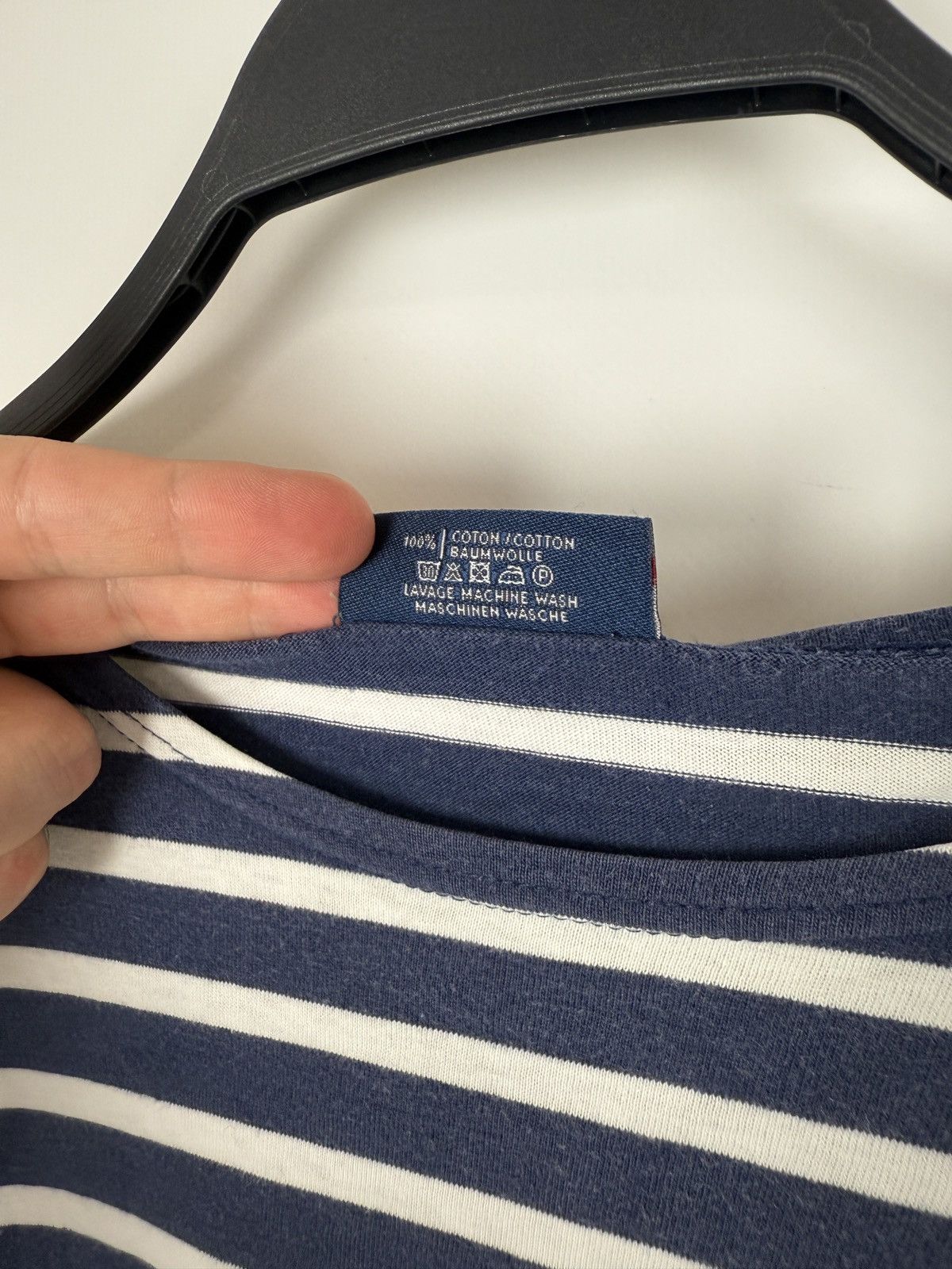 Saint James 1990’s Vintage Saint James White Navy Stripe Boxy Tee Size US M / EU 48-50 / 2 - 3 Thumbnail
