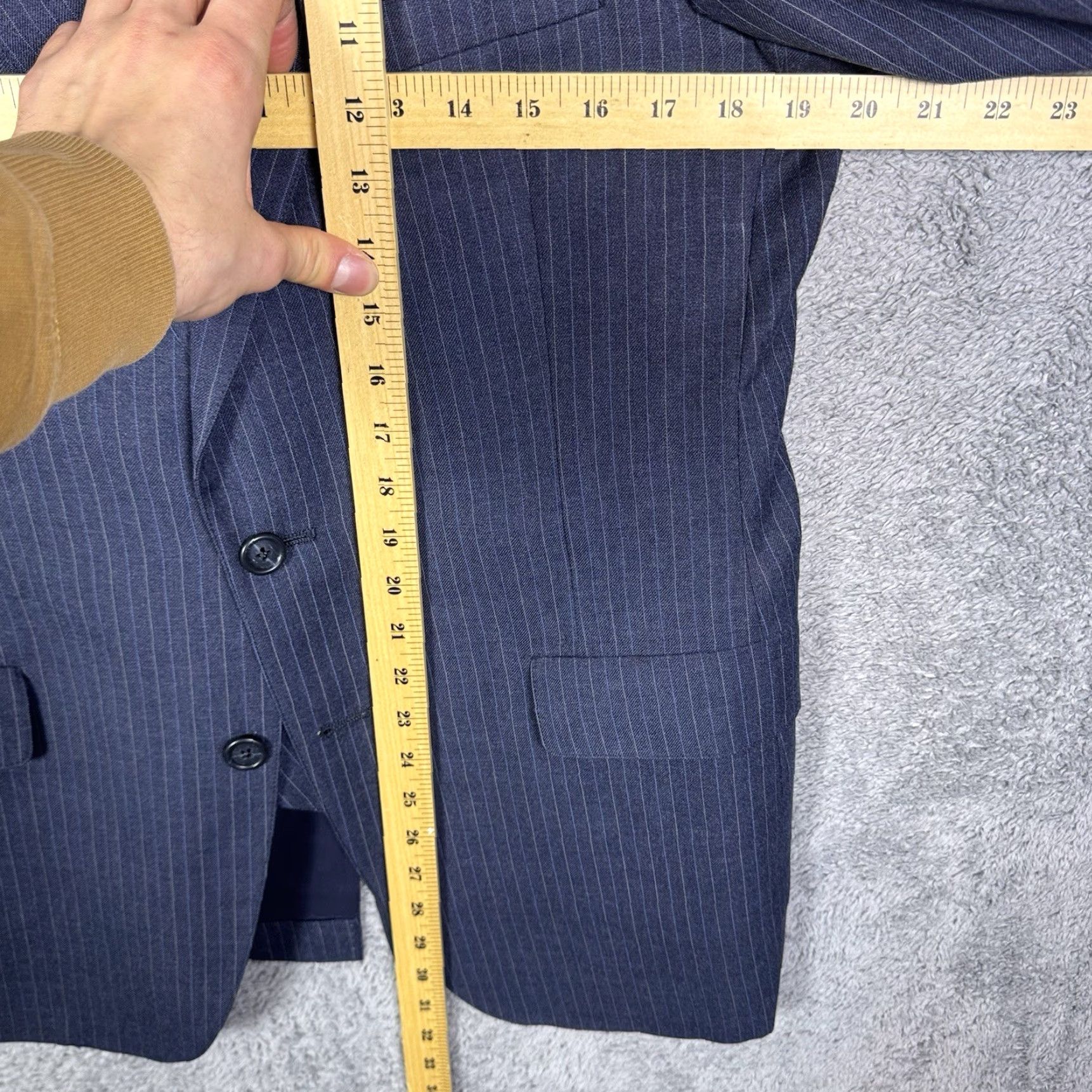 Austin Reed VINTAGE Austin Reed Suit Mens 40L 34x31 Regentaire 3 Piece Slacks Jacket Vest USA Stripe Stripe Wool Blue Pattern 80s 90s City Classic Preppy Dad Mens Size US XXS / EU 40 - 6 Thumbnail