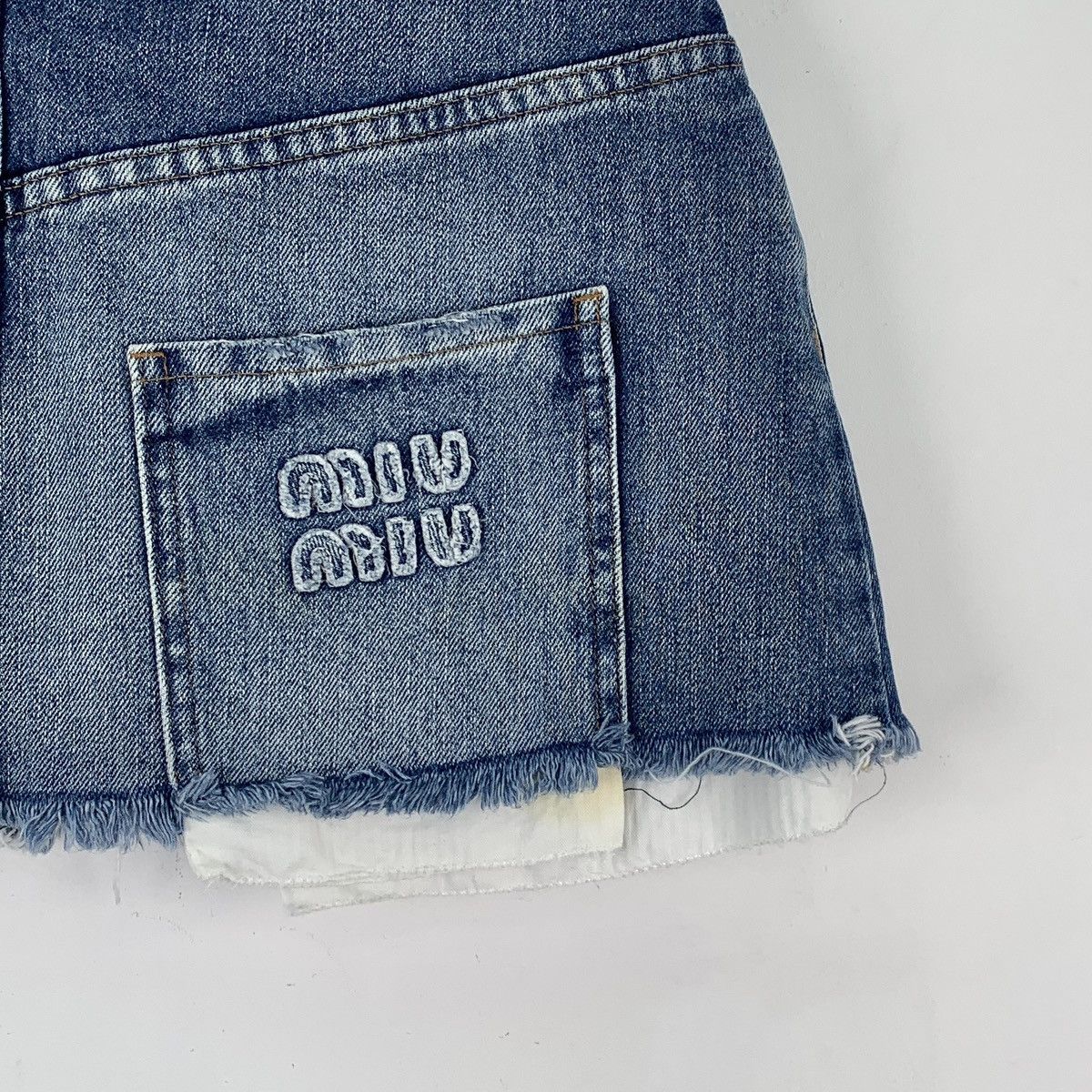 Miu Miu Miu Miu Blue Washed Logo Embroidered Denim Skirt K26WX Size 30" / US 8 / IT 44 - 5 Thumbnail