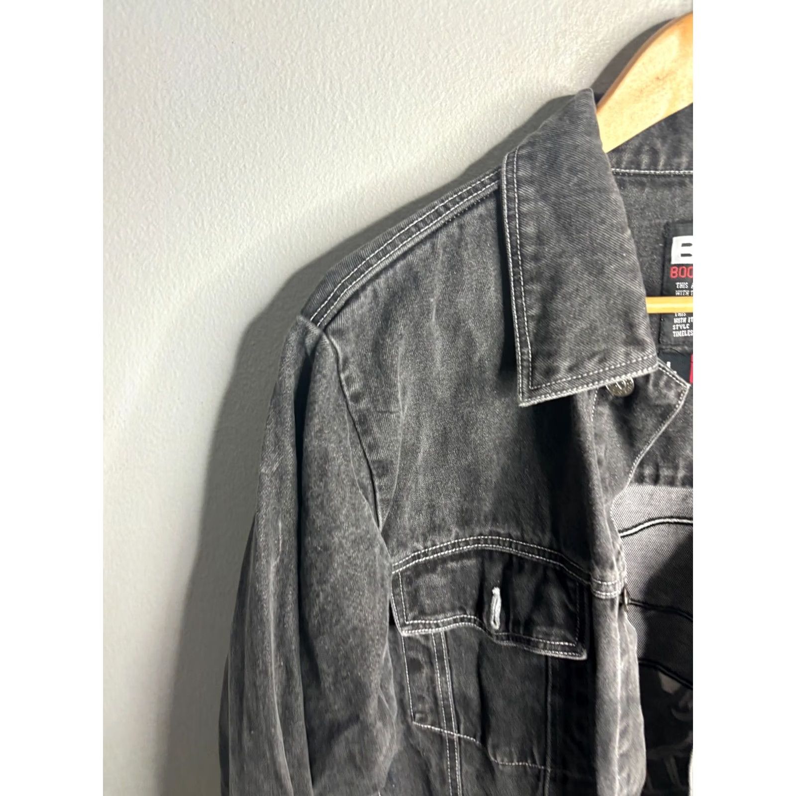 Denime Boom Jacket Vest Denim L Men’s Size L Black Hip Hop Trucker BXJ 90s Classic Outdoor Style Size US 33 - 4 Thumbnail
