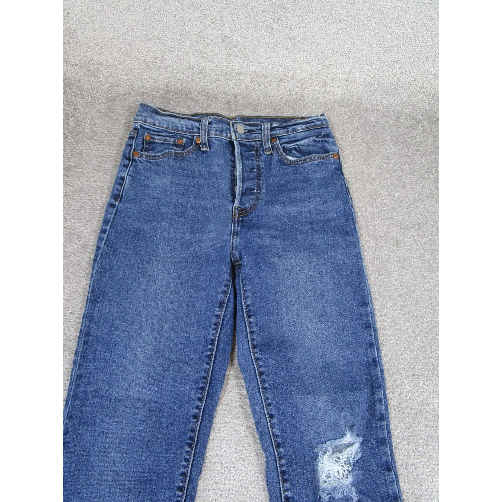 Levi's VINTAGE Levi's Jeans Womens 27 Straight Fit Medium Dark Wash Denim Ripped 90s Girls Size 27" / US 4 / IT 40 - 2 Thumbnail