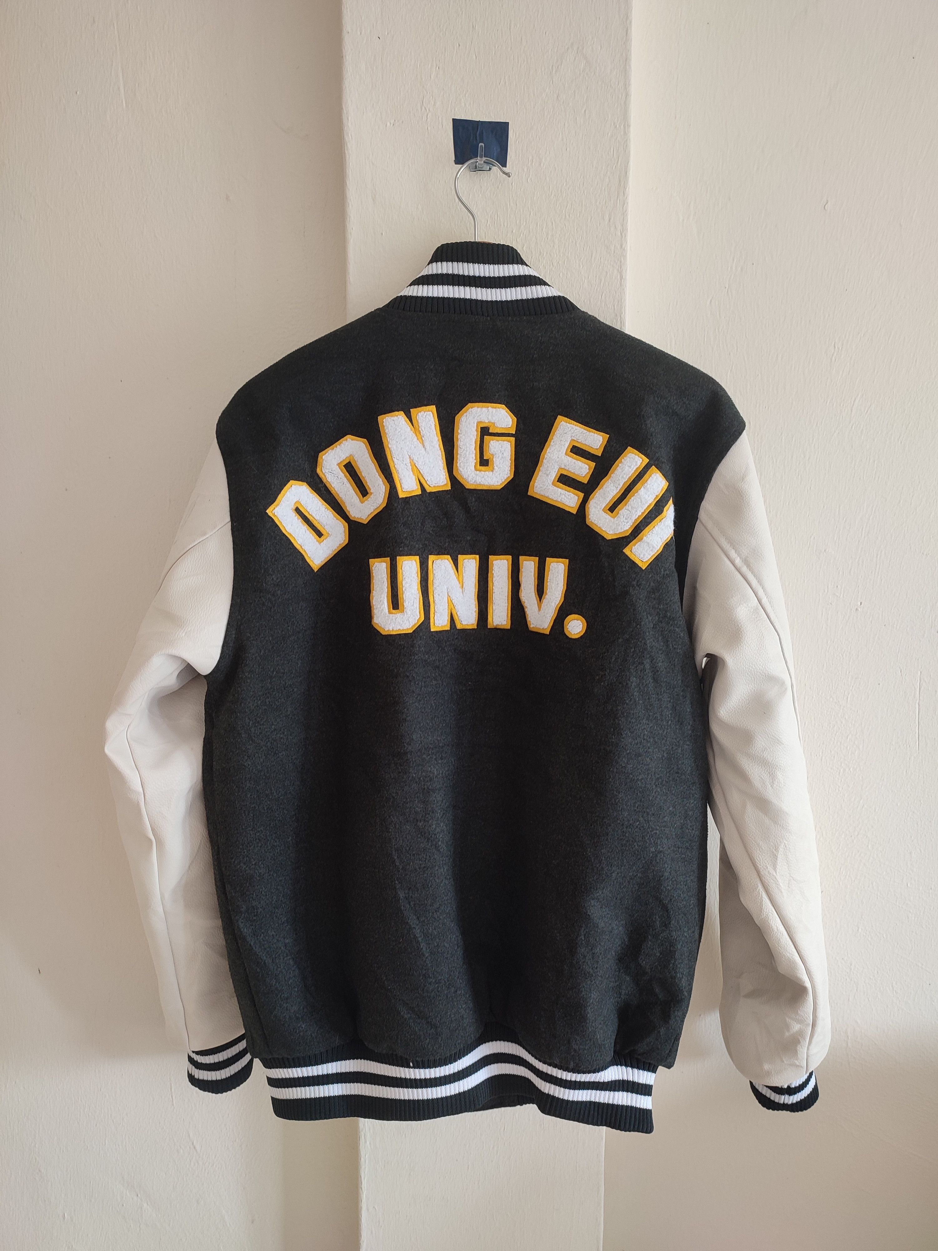 image of Archival Clothing x Varsity Jacket Crazy Varsity Dong Eui Univ. Leather Sleeves 1977 in Black (Size