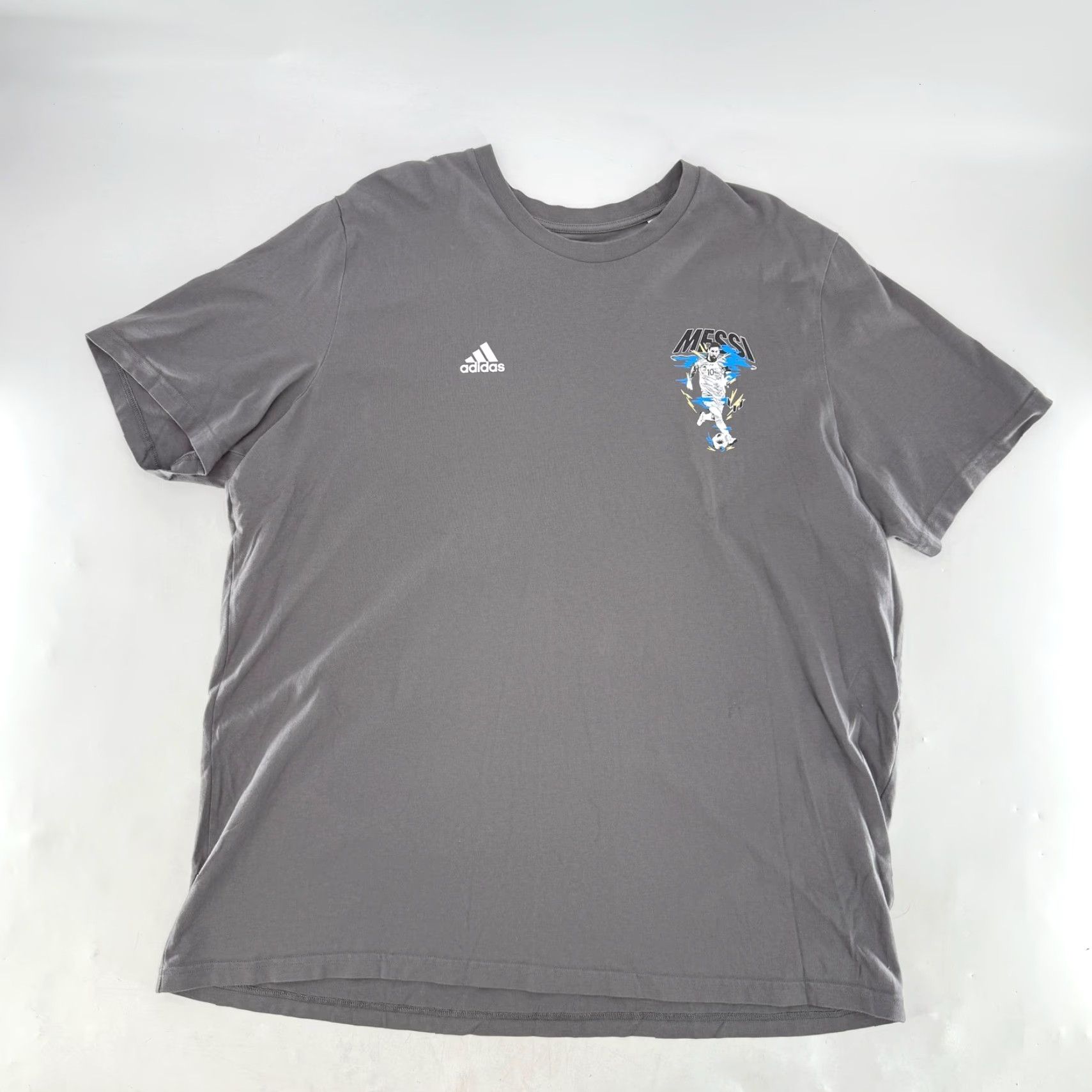 Adidas Adidas Messi Graphic T-Shirt Mens 2XL Gray Short Sleeve Soccer Football Fan Tee Size US XXL / EU 58 / 5 - 7 Thumbnail