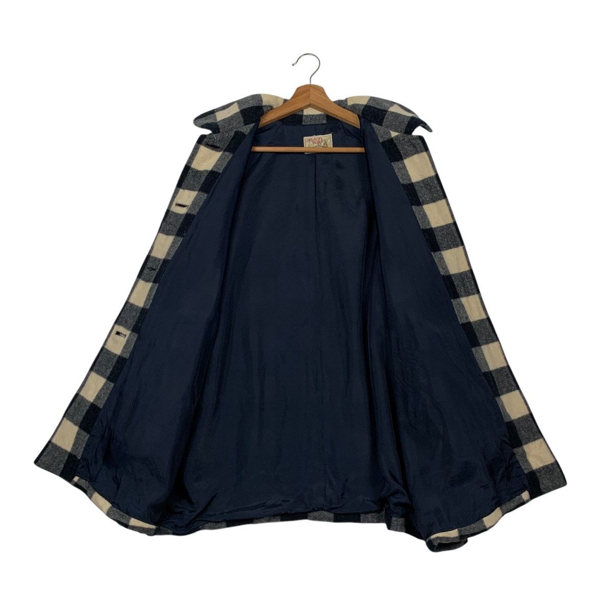Japanese Brand SPLASH ROAD Checked Wool Coat Jacket #2265-C100 Size XL / US 12-14 / IT 48-50 - 11 Thumbnail