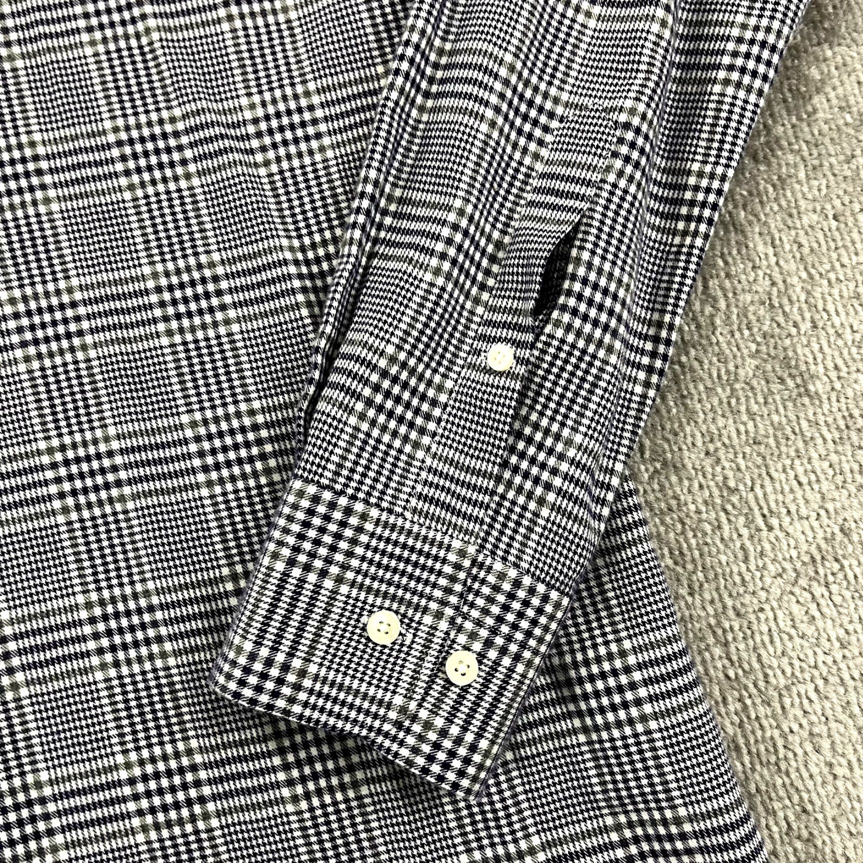 Suitsupply Suitsupply Dress Shirt Mens Large 16.5L Long Sleeve Blue White Houndstooth Plaid Classic Size US L / EU 52-54 / 3 - 3 Thumbnail