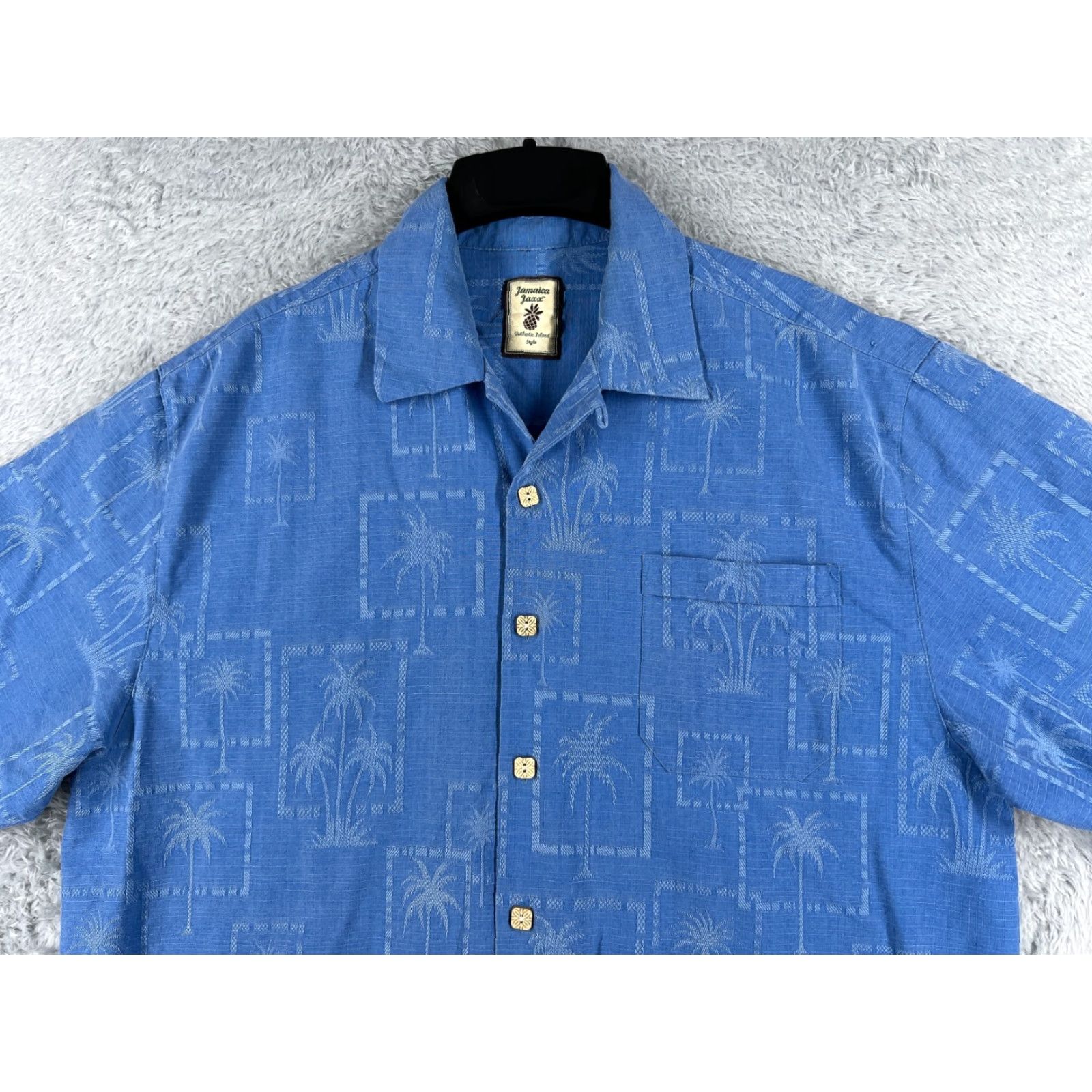 Vintage Jamaica Jaxx Shirt Men Large Blue Palm Tree Pattern 100% Silk Button Hawaiian Size US L / EU 52-54 / 3 - 4 Thumbnail