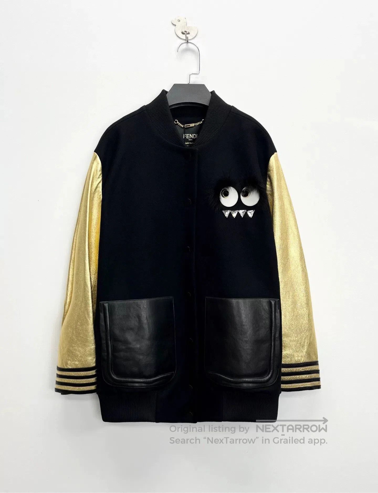 Fendi Fendi Black Rhinestone Monster Leather Logo Jacket. Size US M / EU 48-50 / 2 - 1 Thumbnail