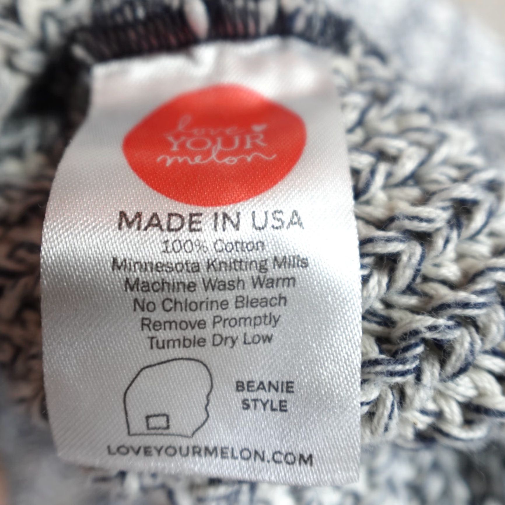 Vintage LOVE YOUR MELON Womens Hat Beanie Gray Knit USA Made Geometric Cotton One Size Size ONE SIZE - 3 Thumbnail