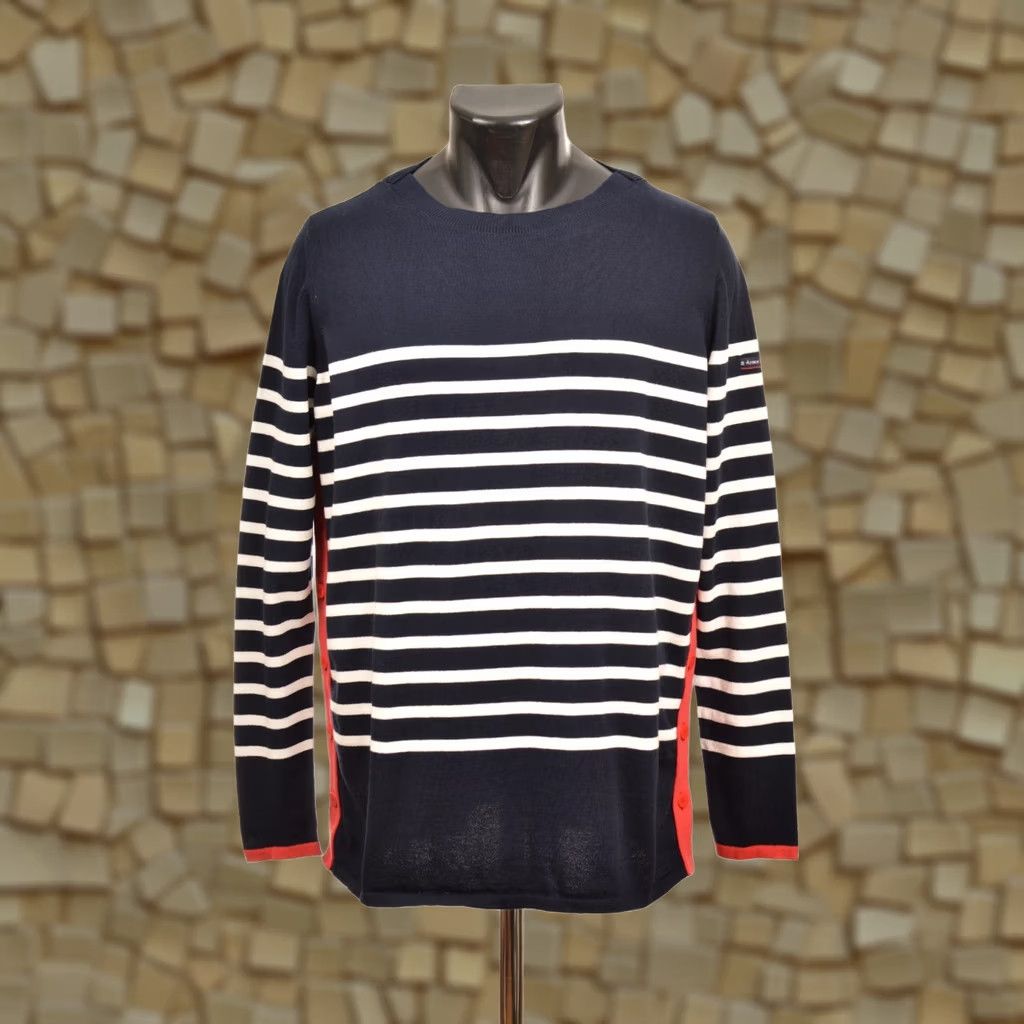 Vintage Armor Lux H5E Marine Deep Milk Striped Cotton Sweater Shirt Pullover Men Size 3 Blue Size US S / EU 44-46 / 1 - 1 Thumbnail