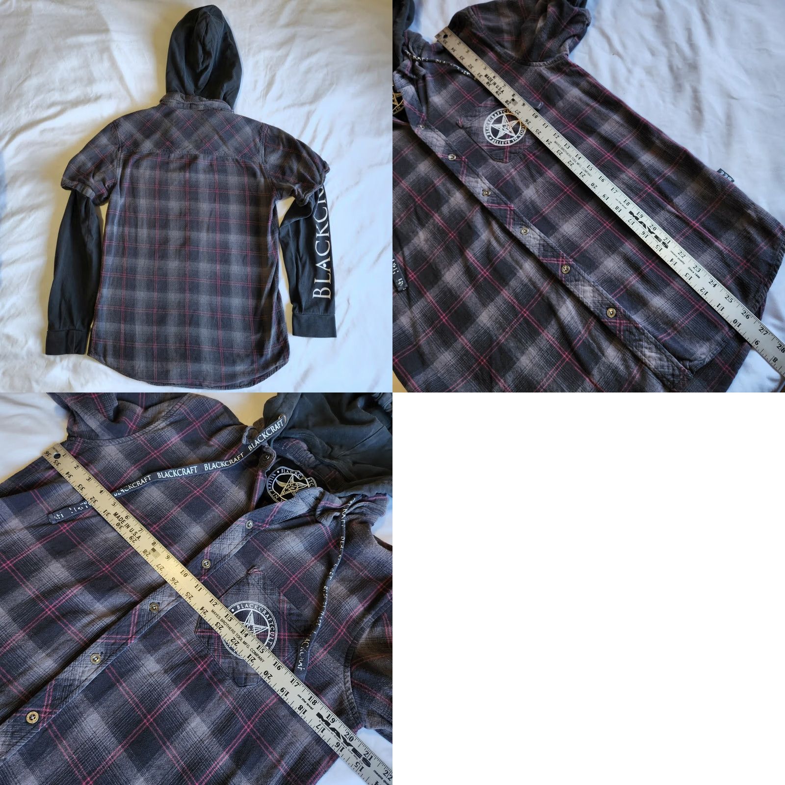 Vintage BlackCraft Cult Hooded Button Shirt S Red Grey Black Plaid Gothic Grunge Mens Size US S / EU 44-46 / 1 - 8 Thumbnail