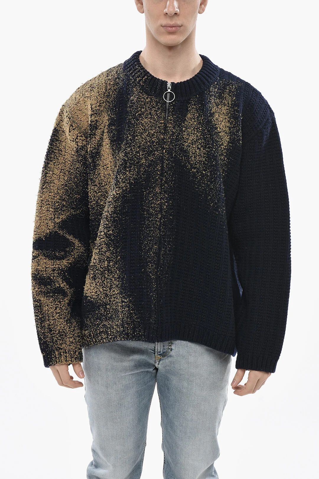 Maison Margiela og1mm0326 Zip-Up Wool Pullover in Blue Size US L / EU 52-54 / 3 - 1 Thumbnail