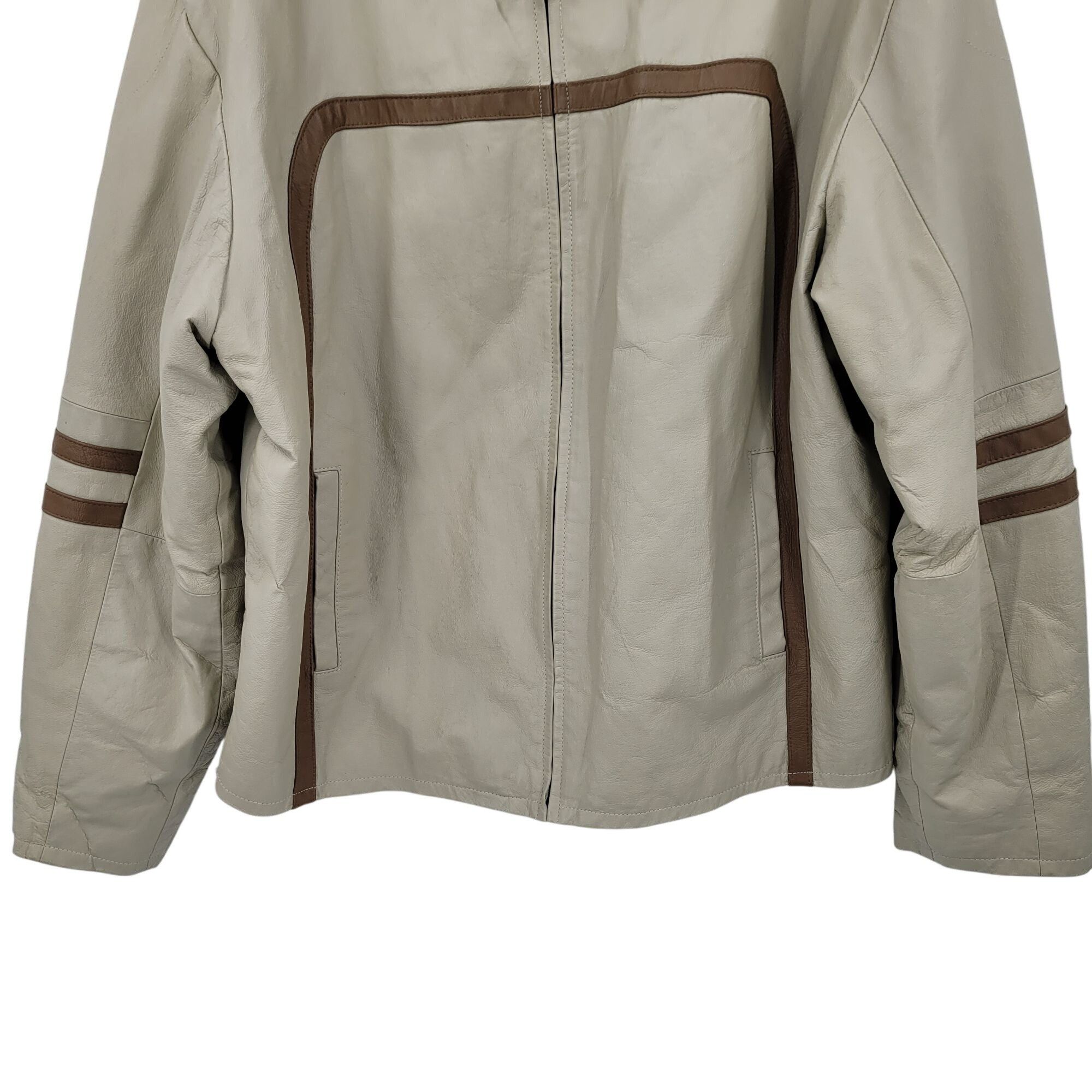 Vintage Vtg 90s Frequency Tan Genuine Leather Motorcycle Jacket Sz X Size US XXL / EU 58 / 5 - 5 Thumbnail