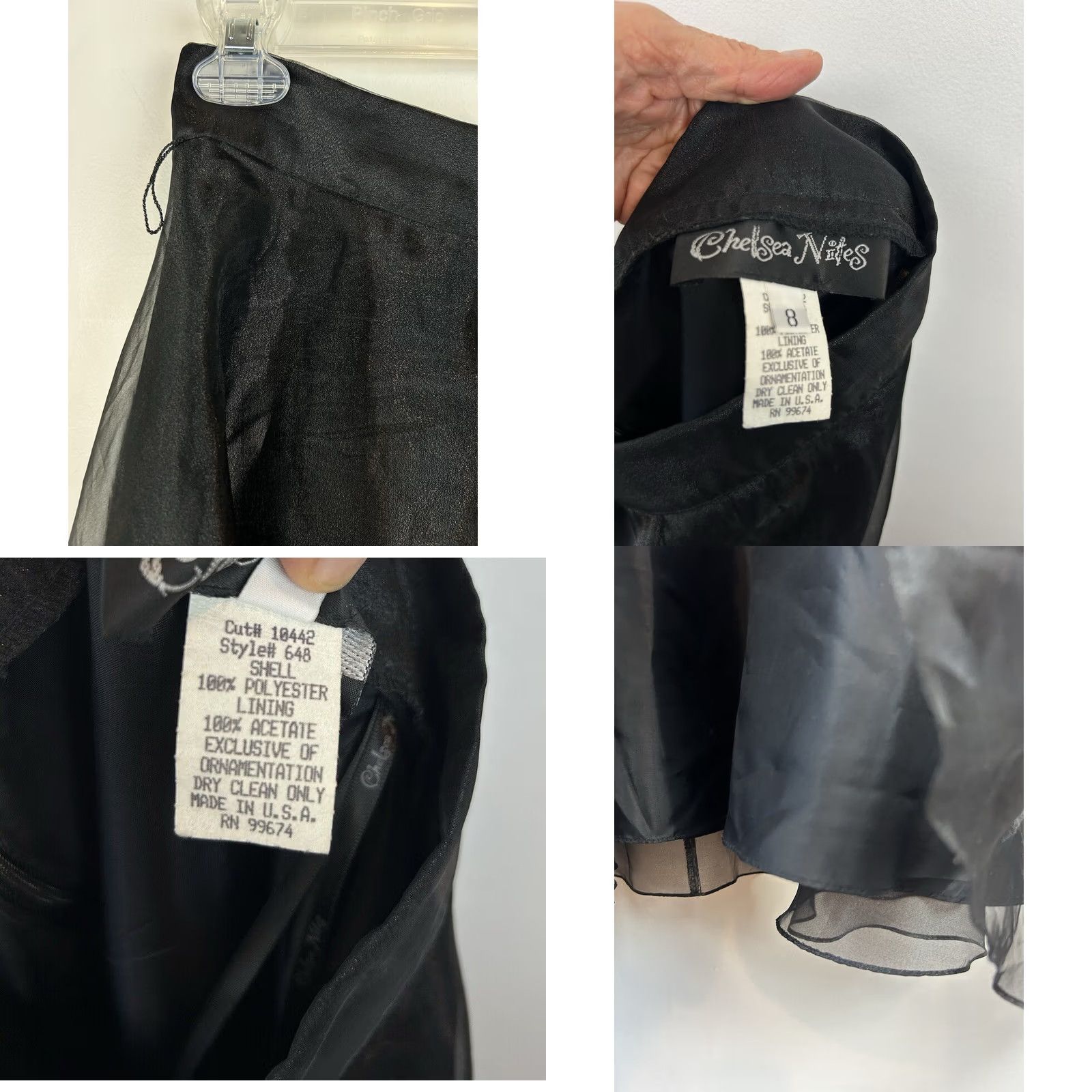 Layer 8 VINTAGE Chelsea Nites Skirt Maxi Womens 8 Black Chiffon Layered Elastic Waist Full Long 27" Waist 42" 90s Grunge Formal Party Wedding Read Size 30" / US 8 / IT 44 - 8 Thumbnail