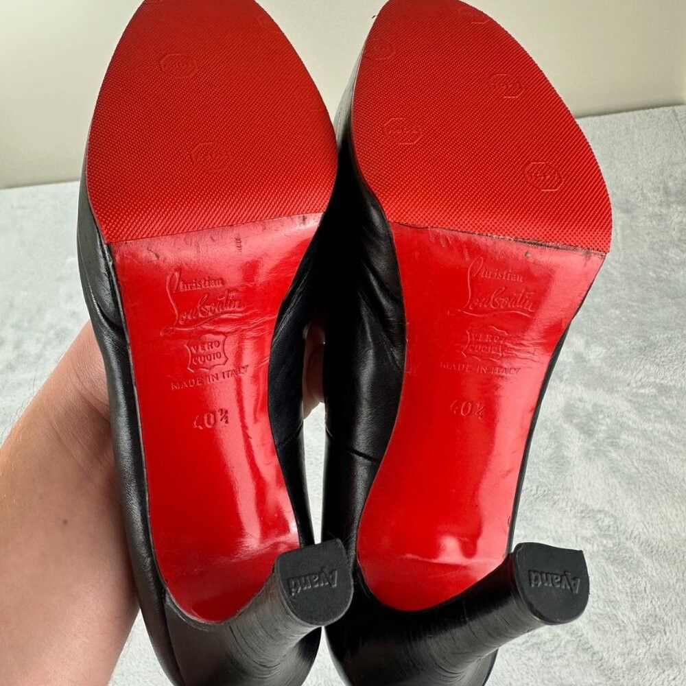 Christian Louboutin Christian Louboutin Black Leather Heels Women's Size 40.5 E Size US 10.5 / IT 40.5 - 4 Thumbnail