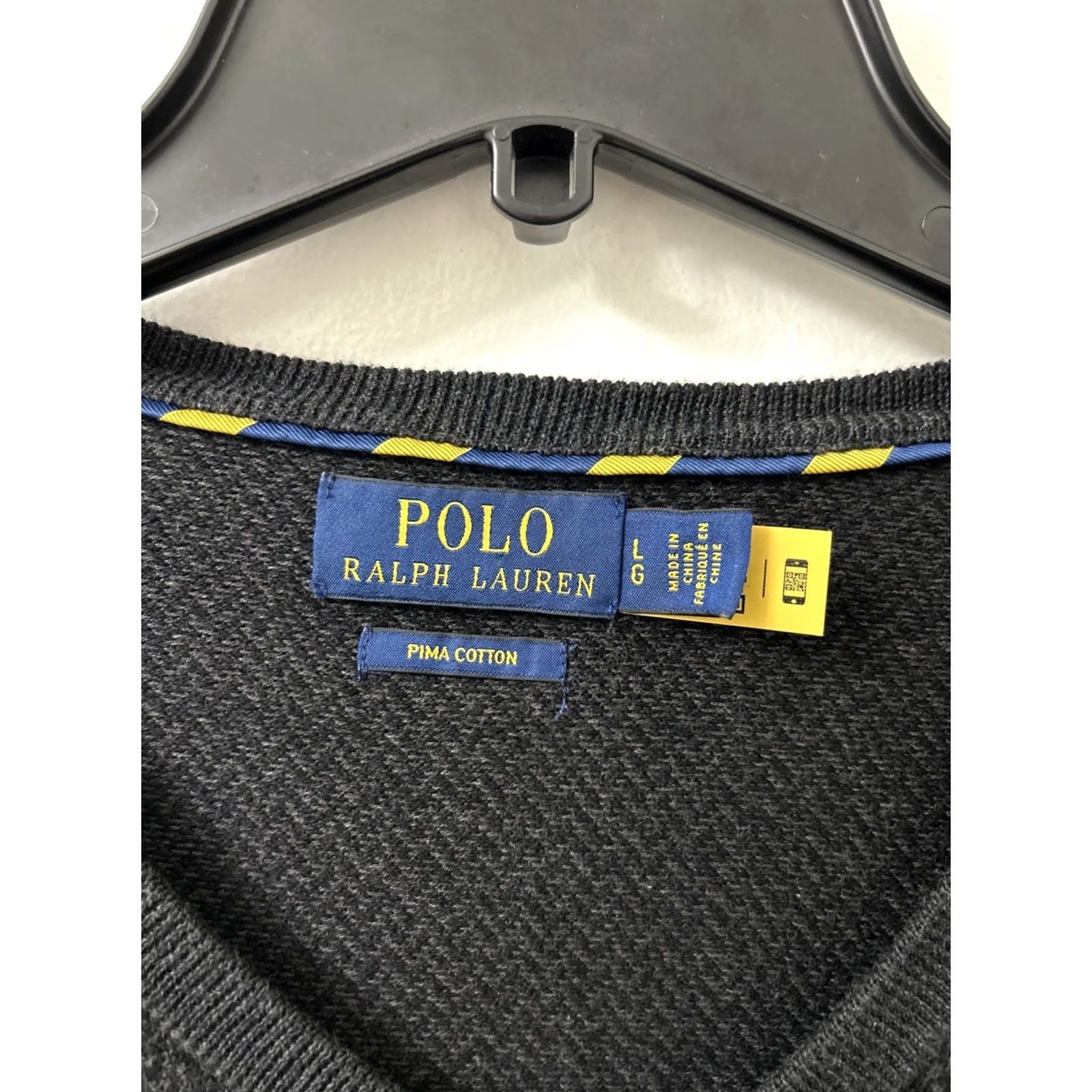 Ralph Lauren Polo Ralph Lauren Sweater Mens L Black V Neck Herringbone Pima Cotton Pullover Size US L / EU 52-54 / 3 - 5 Thumbnail