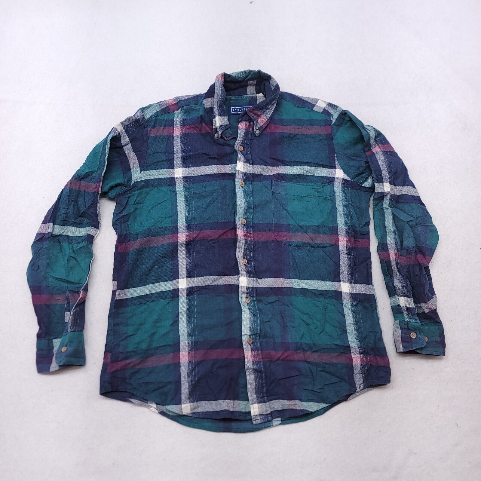 Savile Row Savile Row Madras Flannel Shirt Mens Size M Green Purple Size US M / EU 48-50 / 2 - 1 Thumbnail